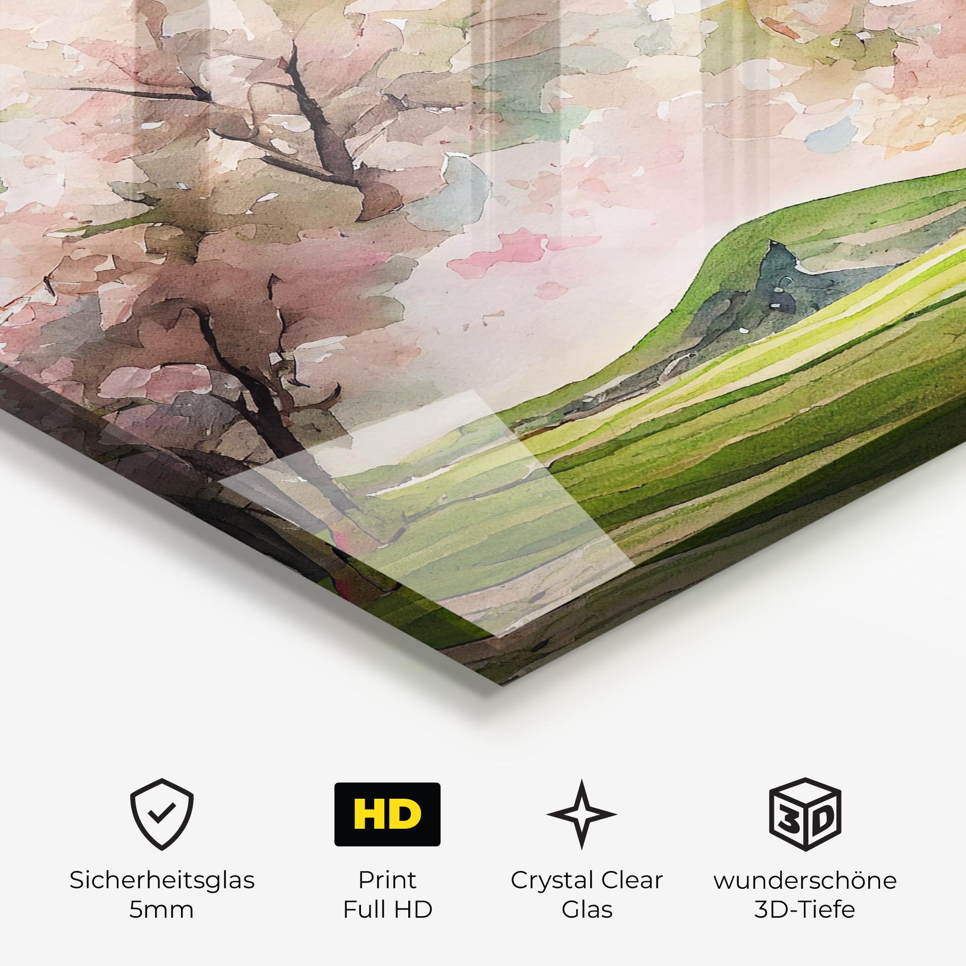 Glasbild Spring Pink Trees mockup 3