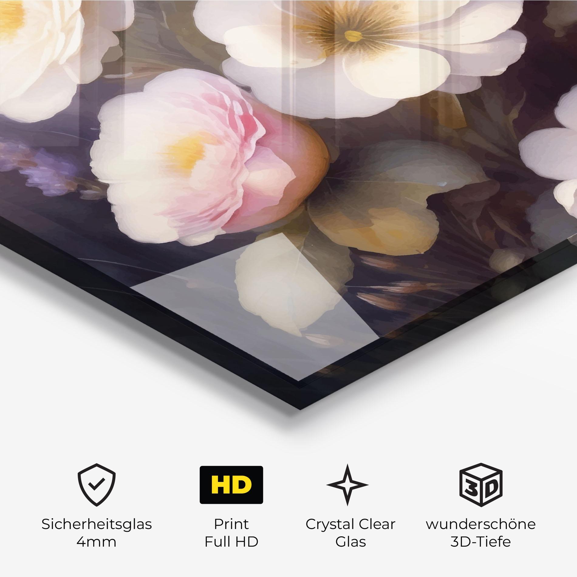 Glasbild Cream Flower Spring mockup 3