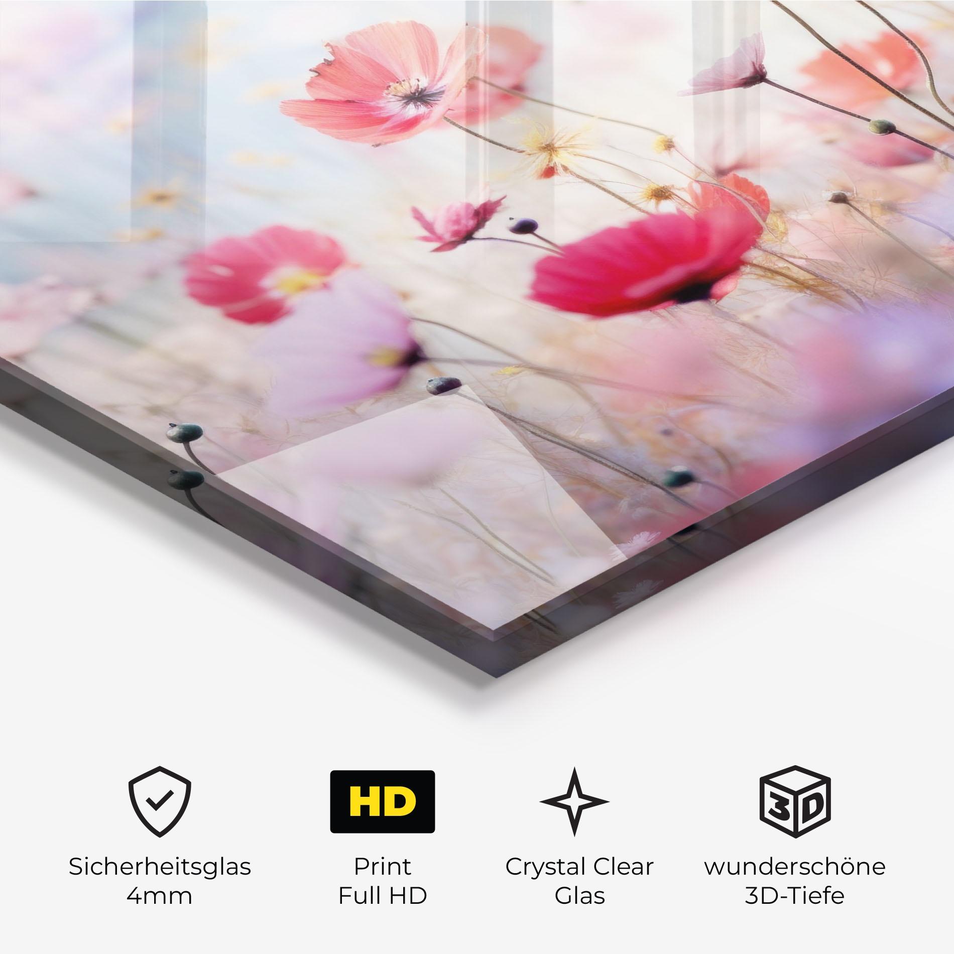 Glasbild Dreamy Sprig Pink Flower mockup 3