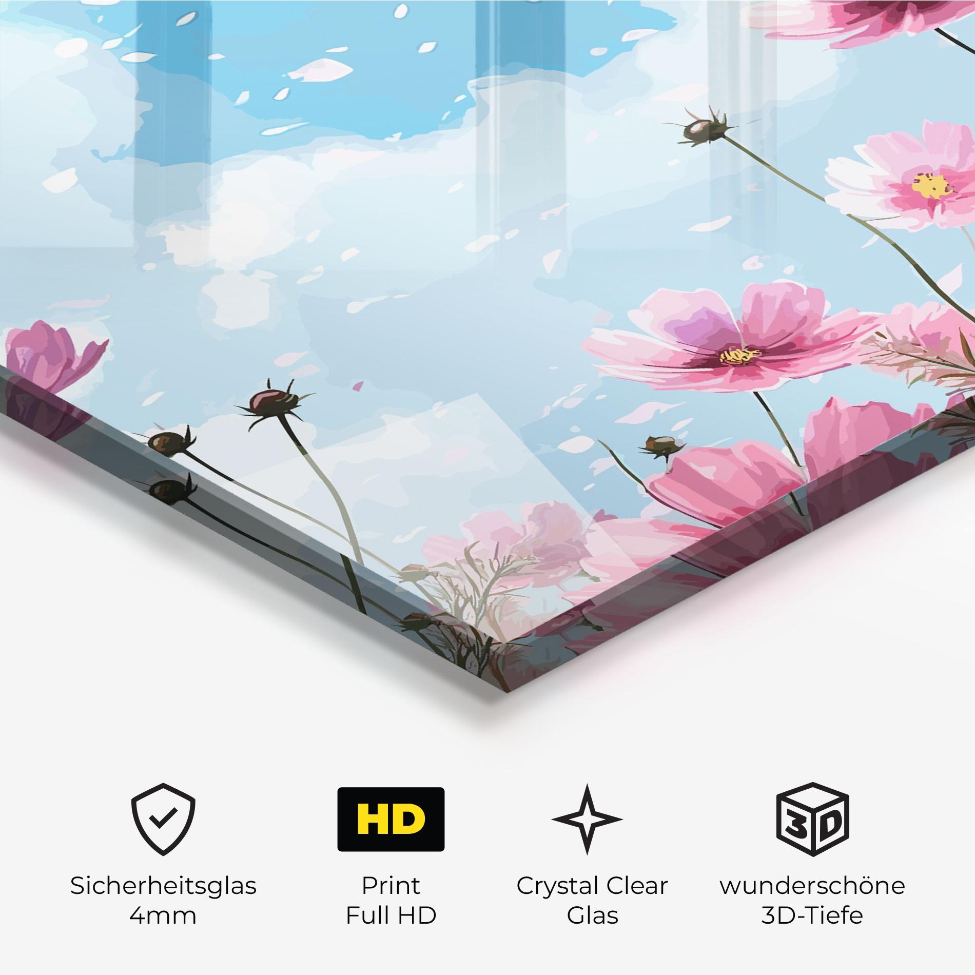 Glasbild Pink Flowers Spring mockup 3