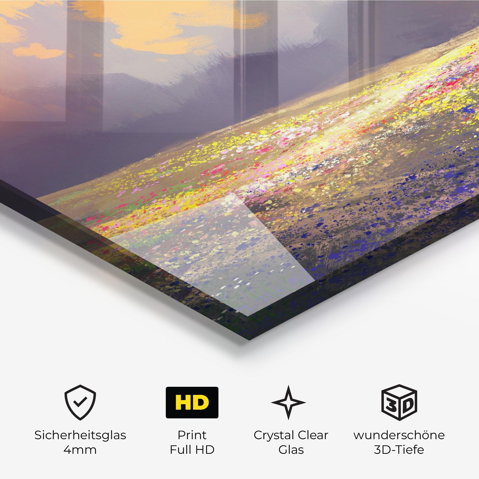 Glasbild Pretty Spring Field mockup 3