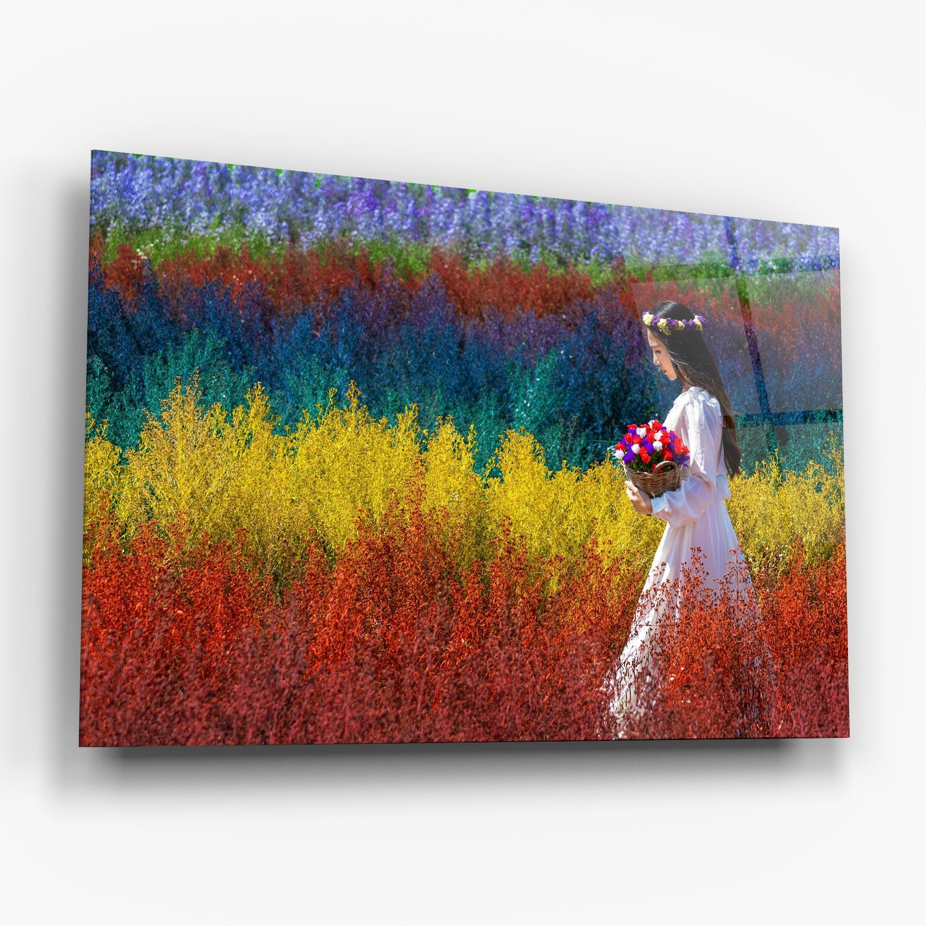 Glasbild Holding Spring Flowers mockup 6