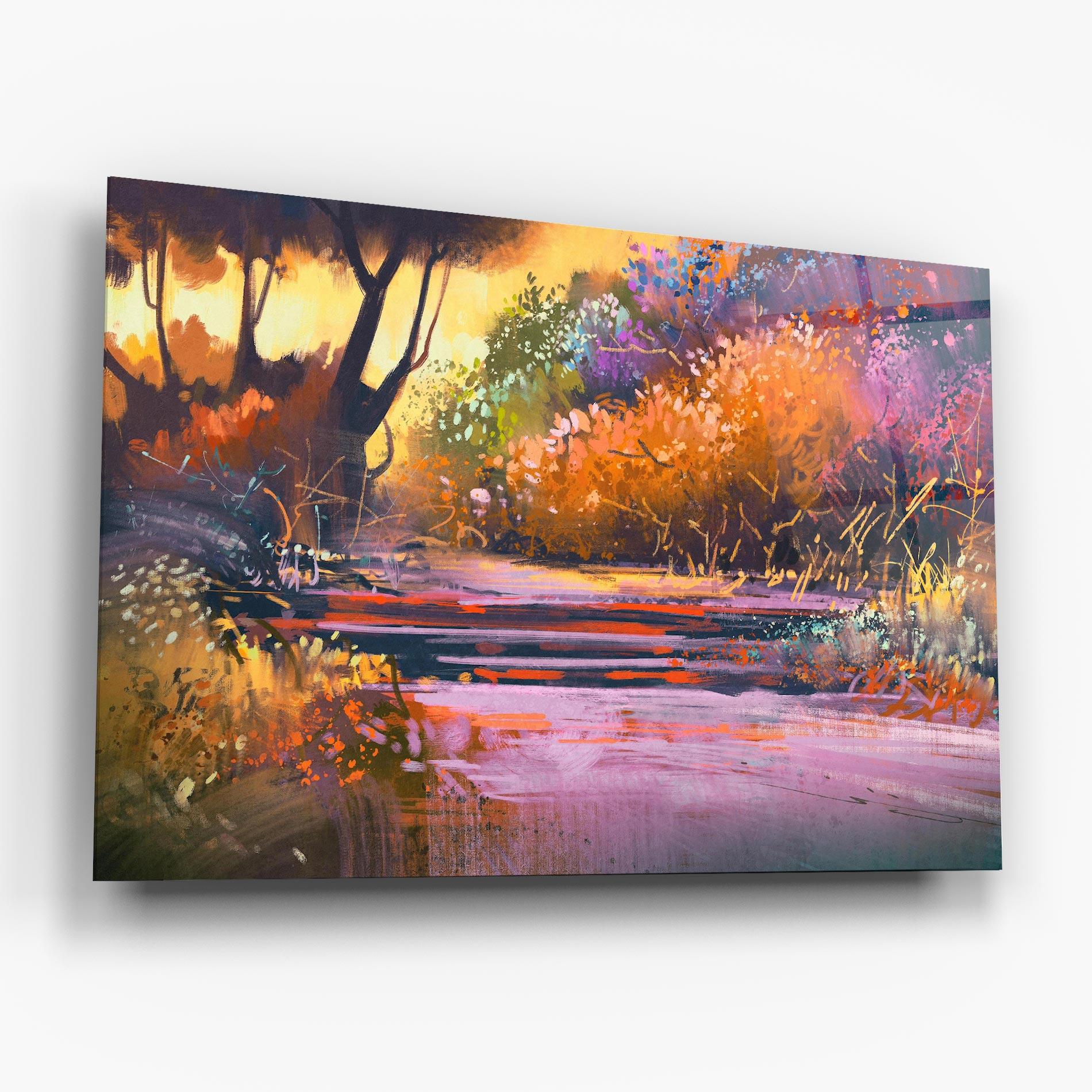 Glasbild Landscape Colorful Trees mockup 6