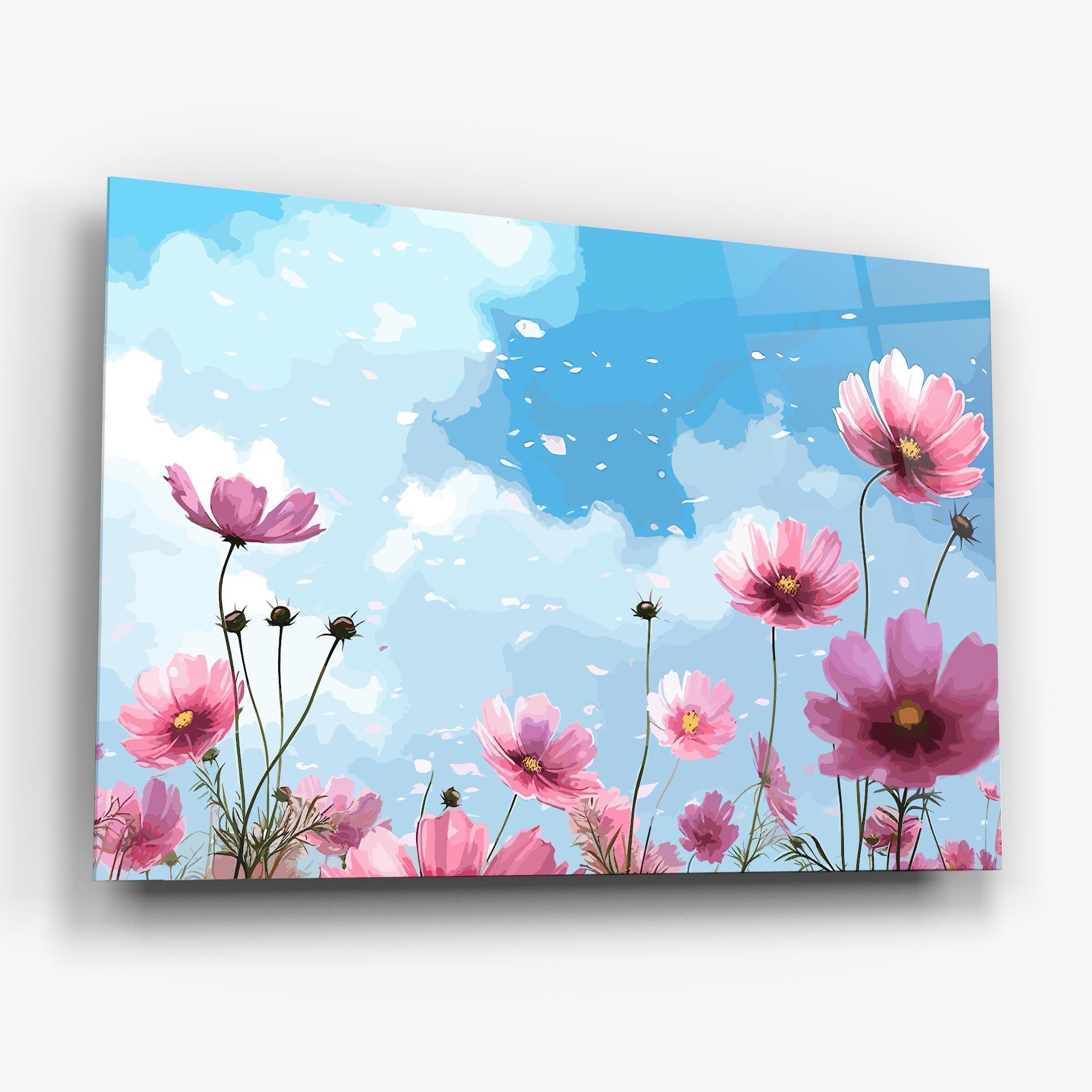 Glasbild Pink Flowers Spring mockup 6