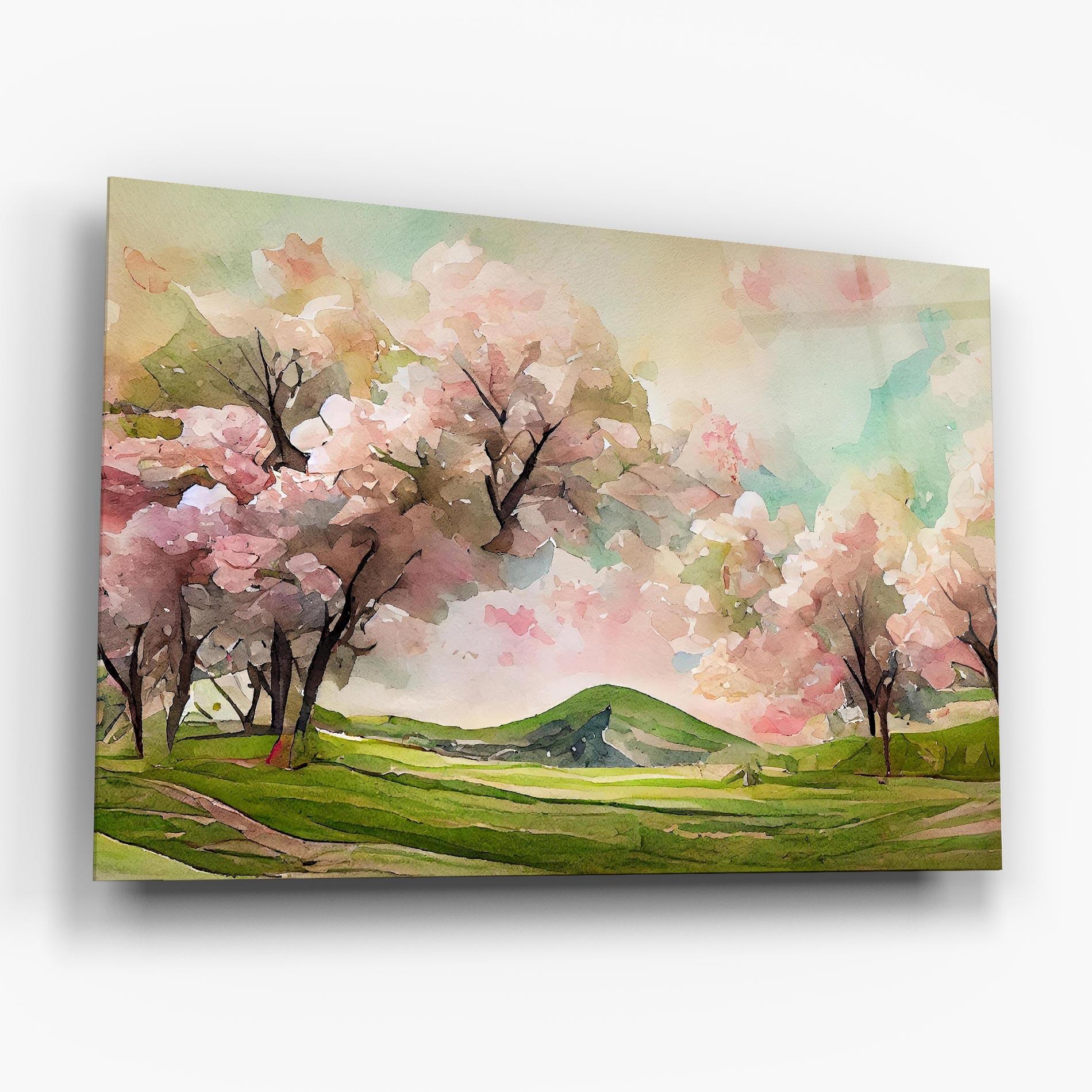 Glasbild Spring Pink Trees mockup 6