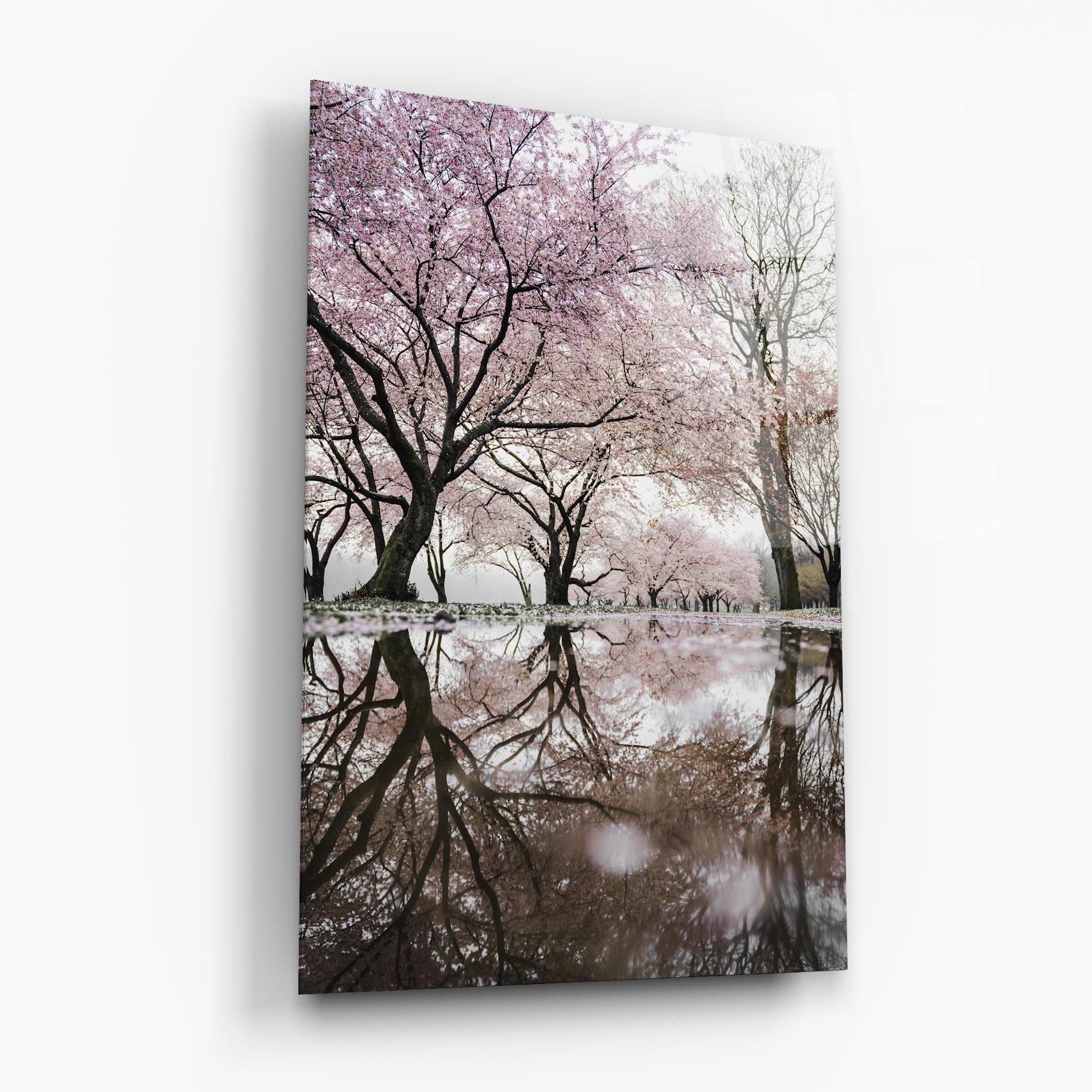 Glasbild Pretty Pink Spring Tree mockup 6