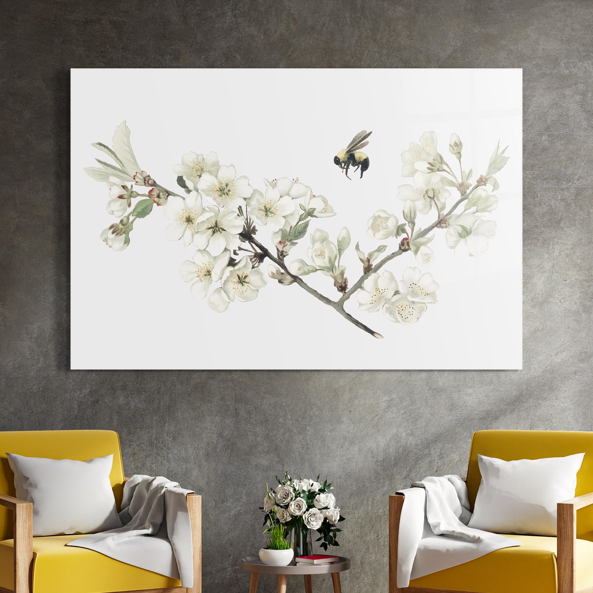Glasbild Bee Spring Flower mockup 4