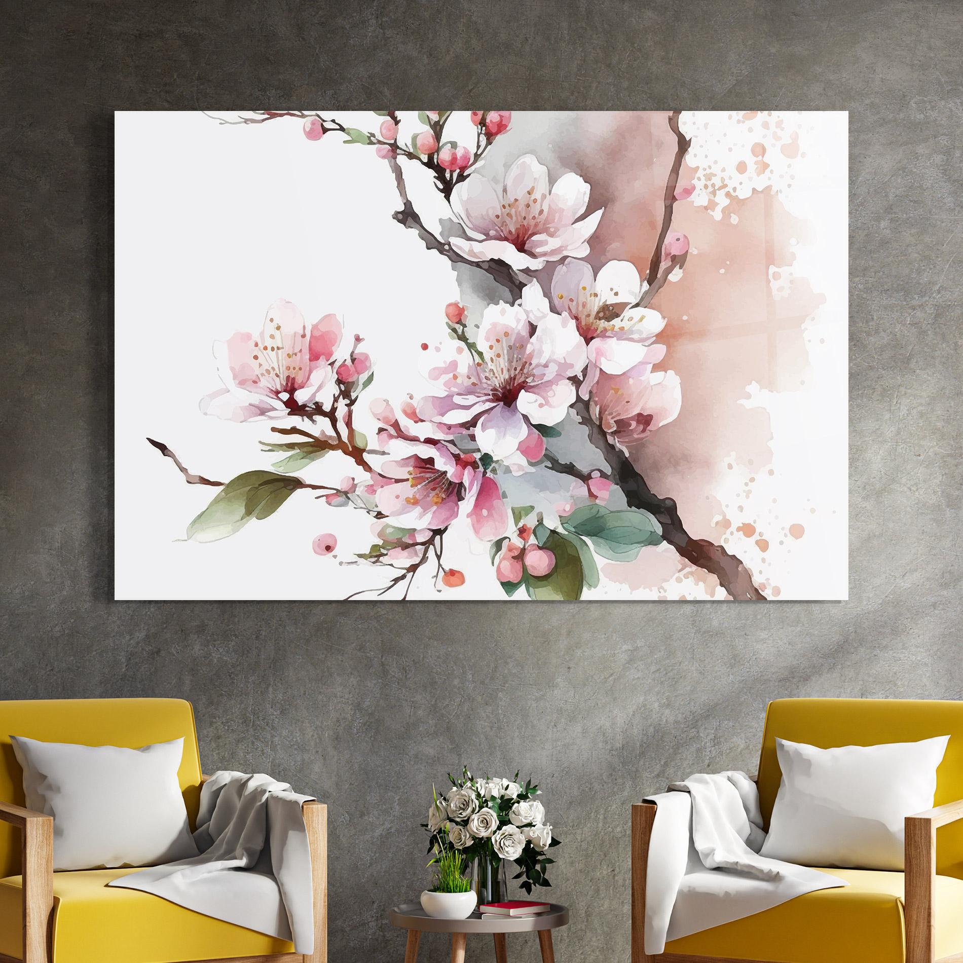 Glasbild Cherry Spring Flower mockup 4