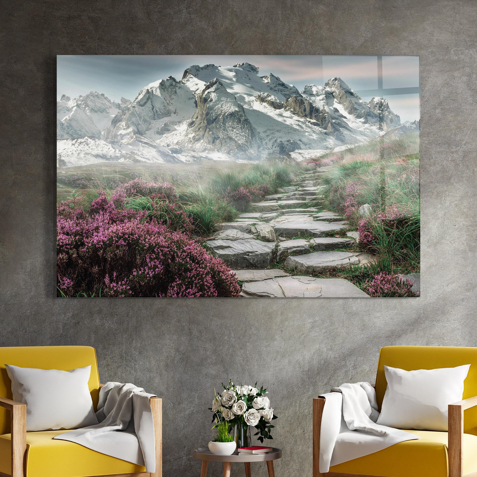 Glasbild Mountain Spring View mockup 4