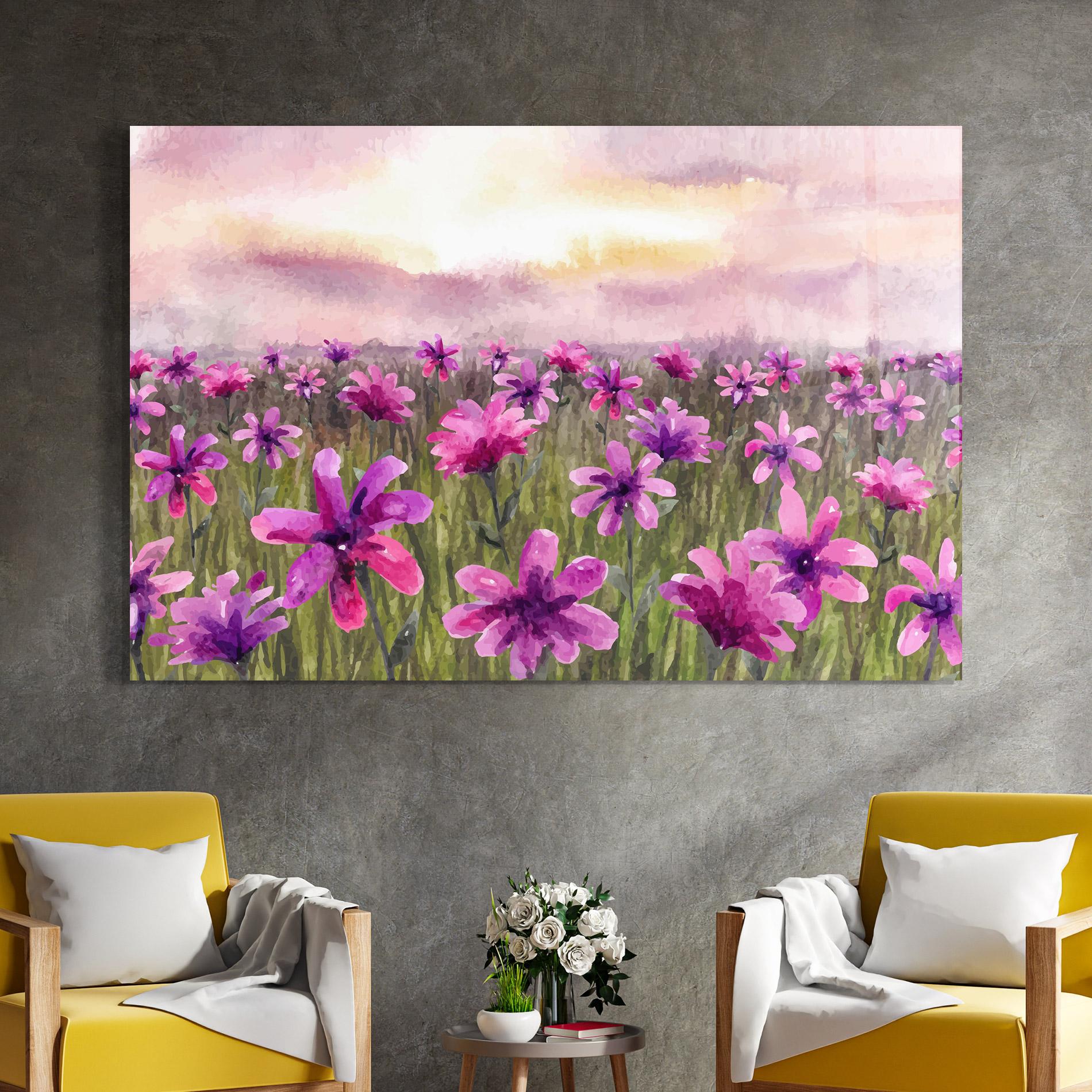 Glasbild Purple Flower Spring mockup 4