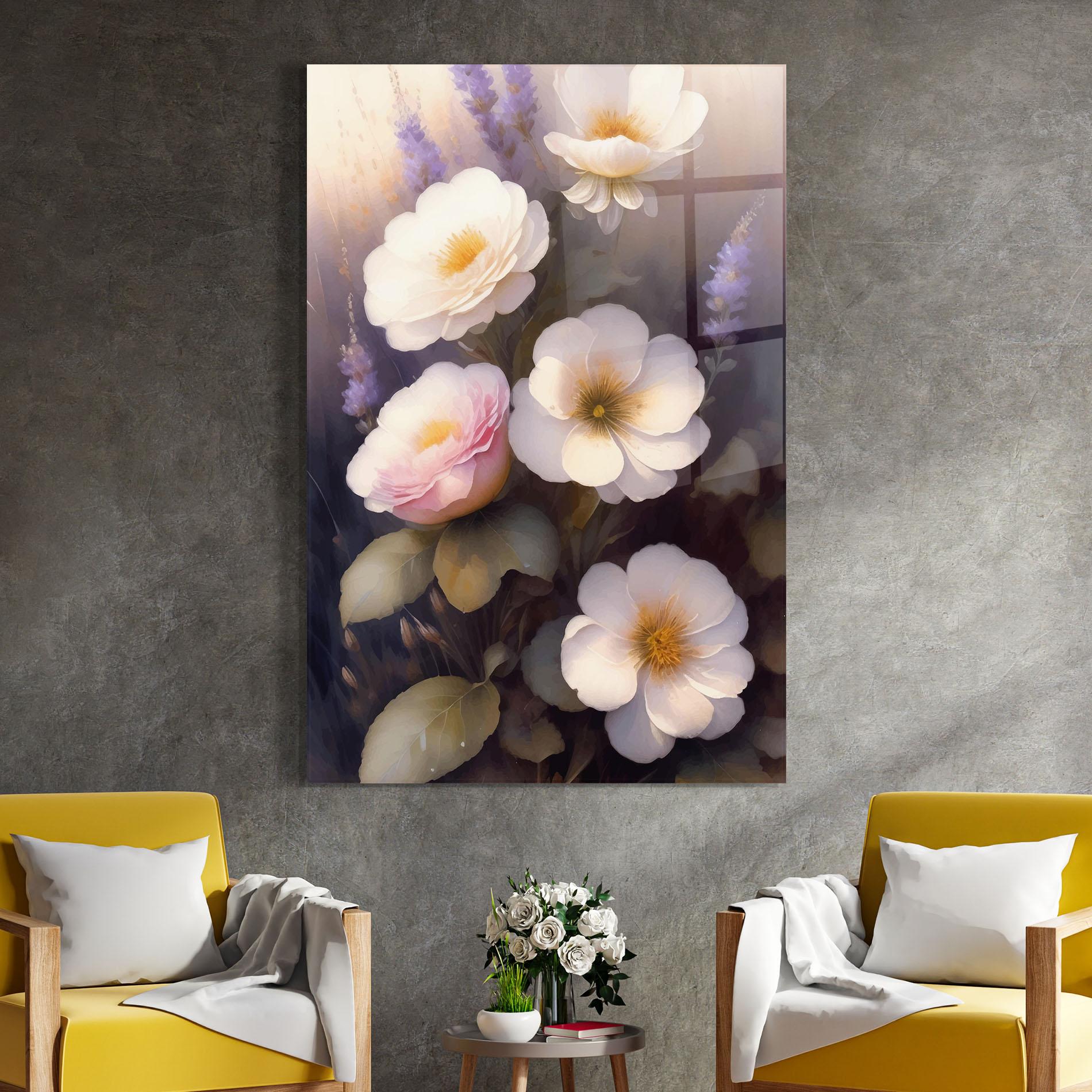 Glasbild Cream Flower Spring mockup 4