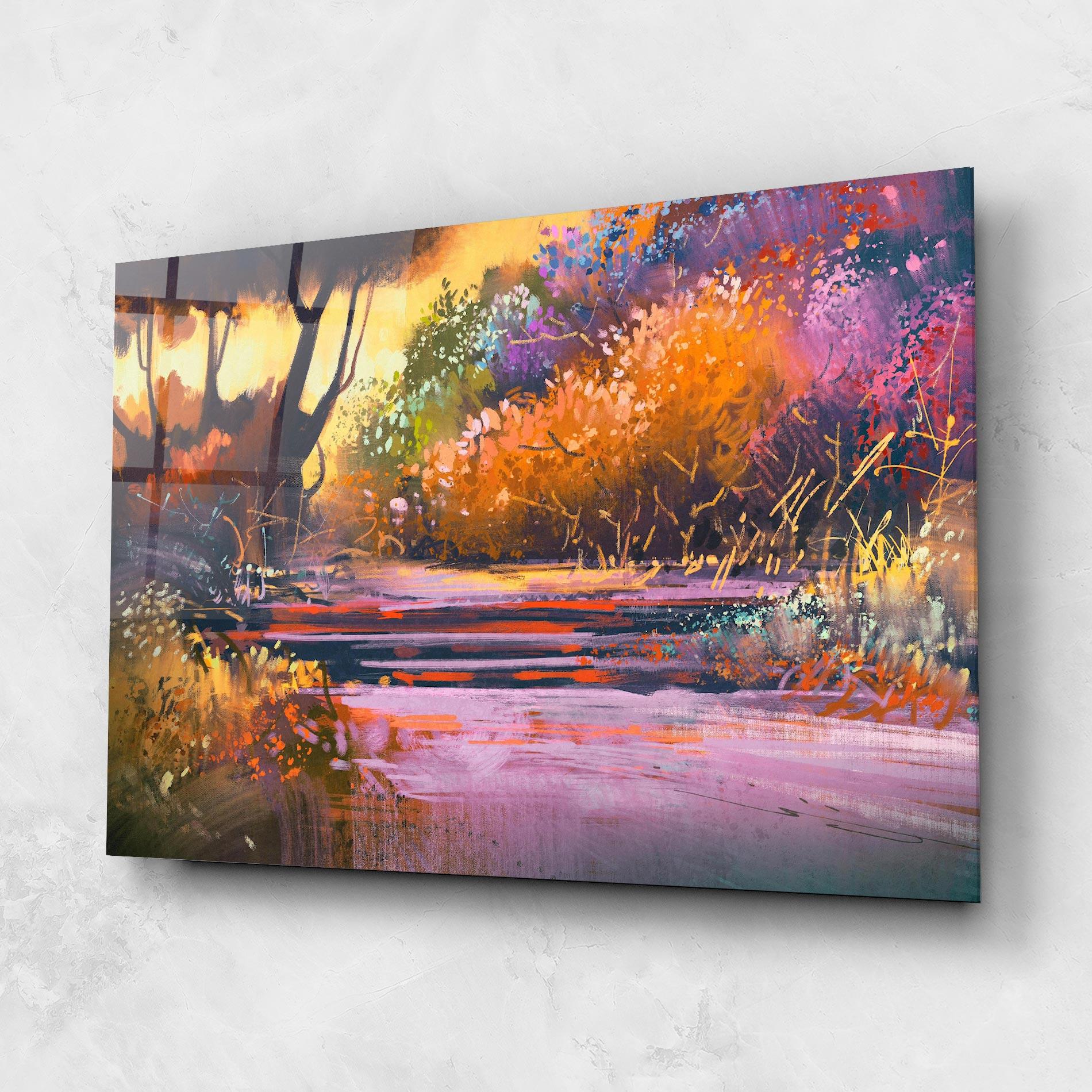 Glasbild Landscape Colorful Trees mockup 1