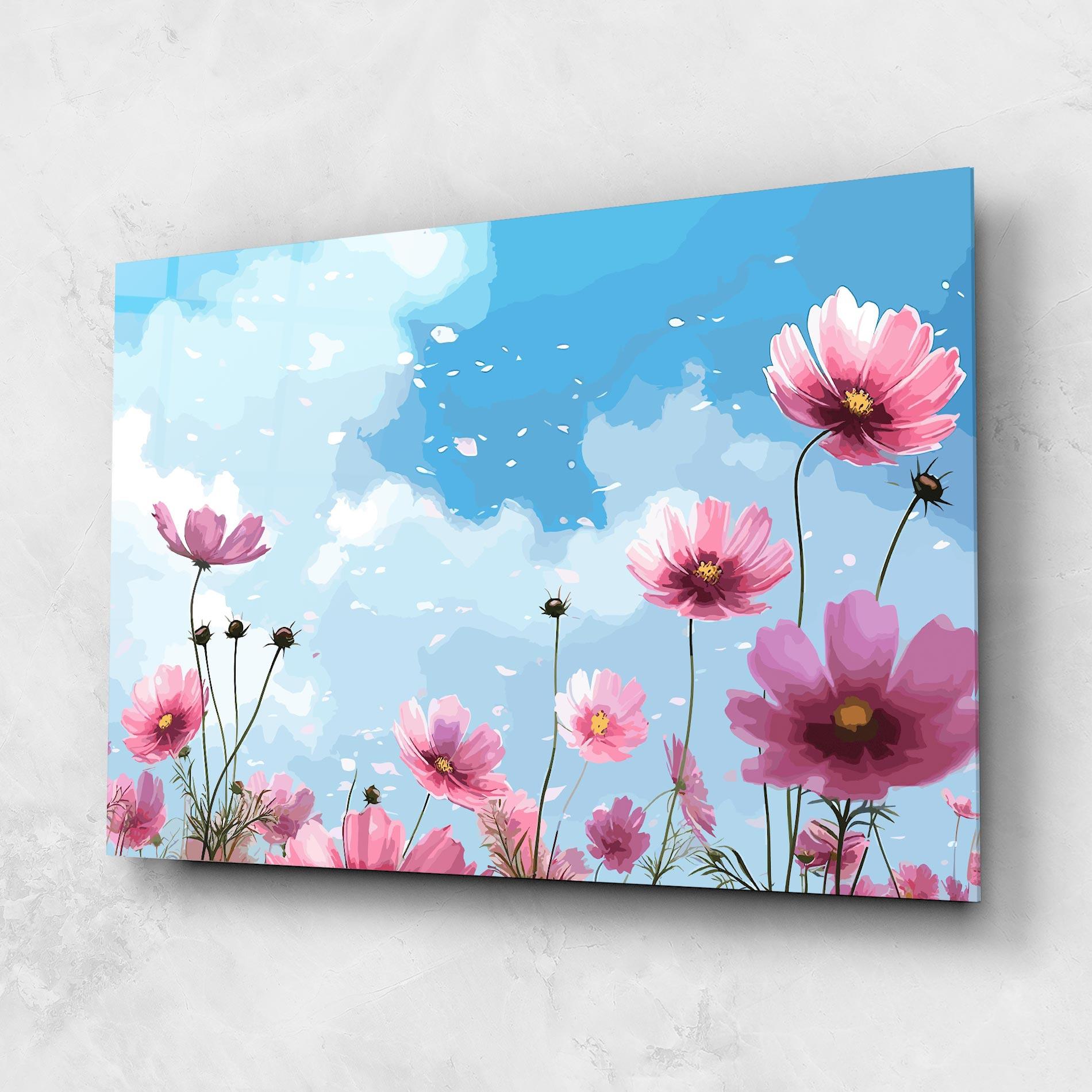 Glasbild Pink Flowers Spring mockup 1