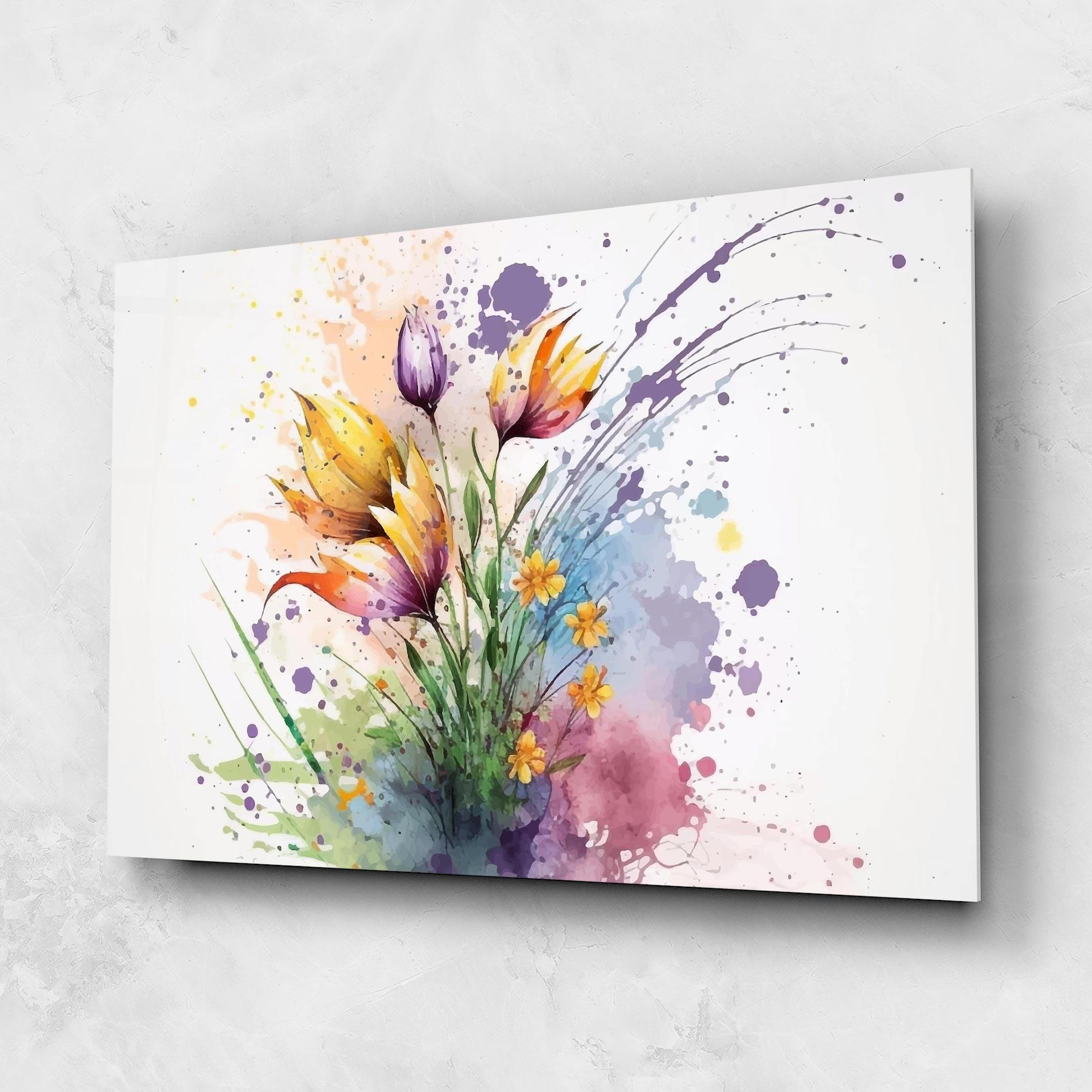 Glasbild Purple Yellow Spring mockup 1