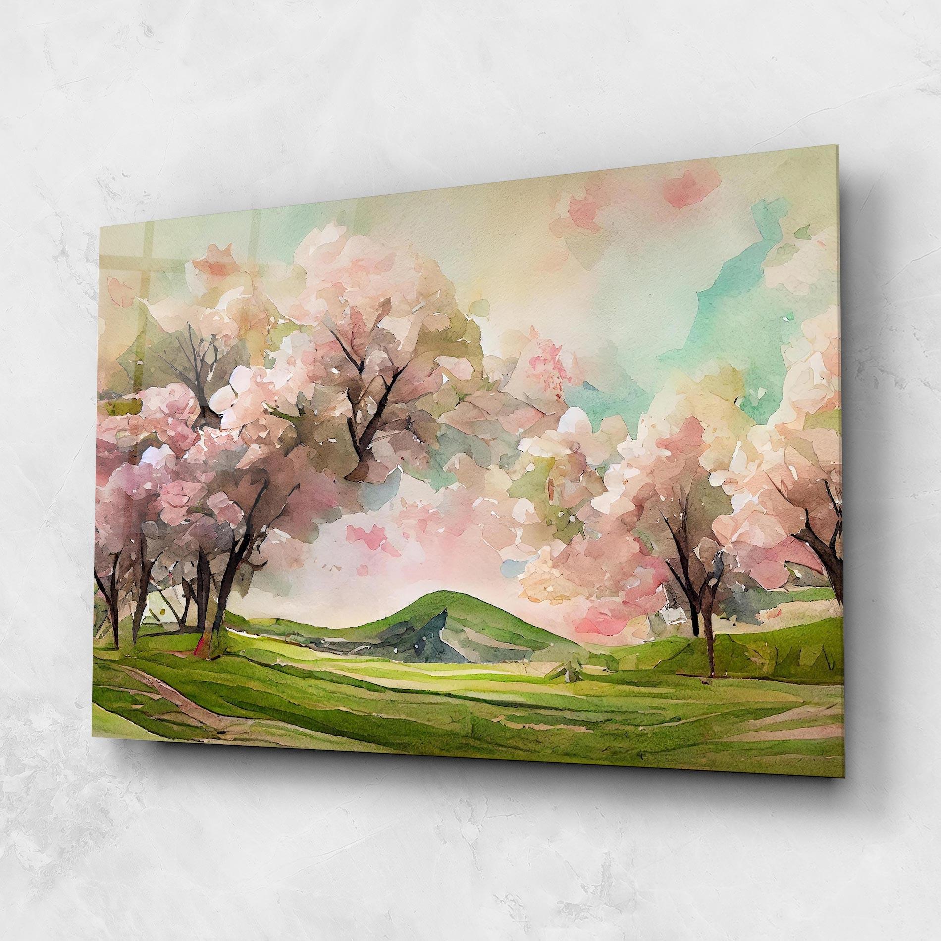 Glasbild Spring Pink Trees mockup 1