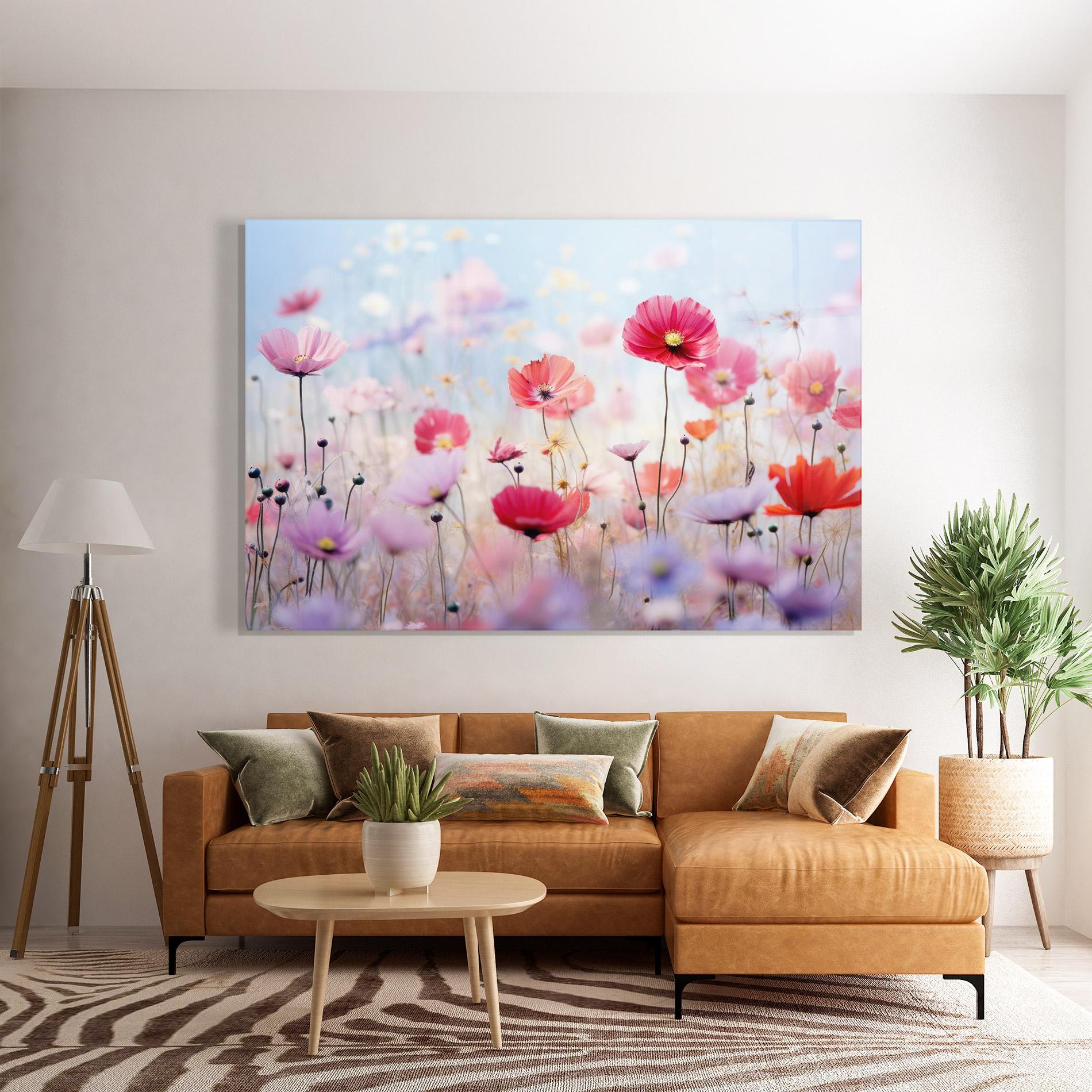 Glasbild Dreamy Sprig Pink Flower mockup 7