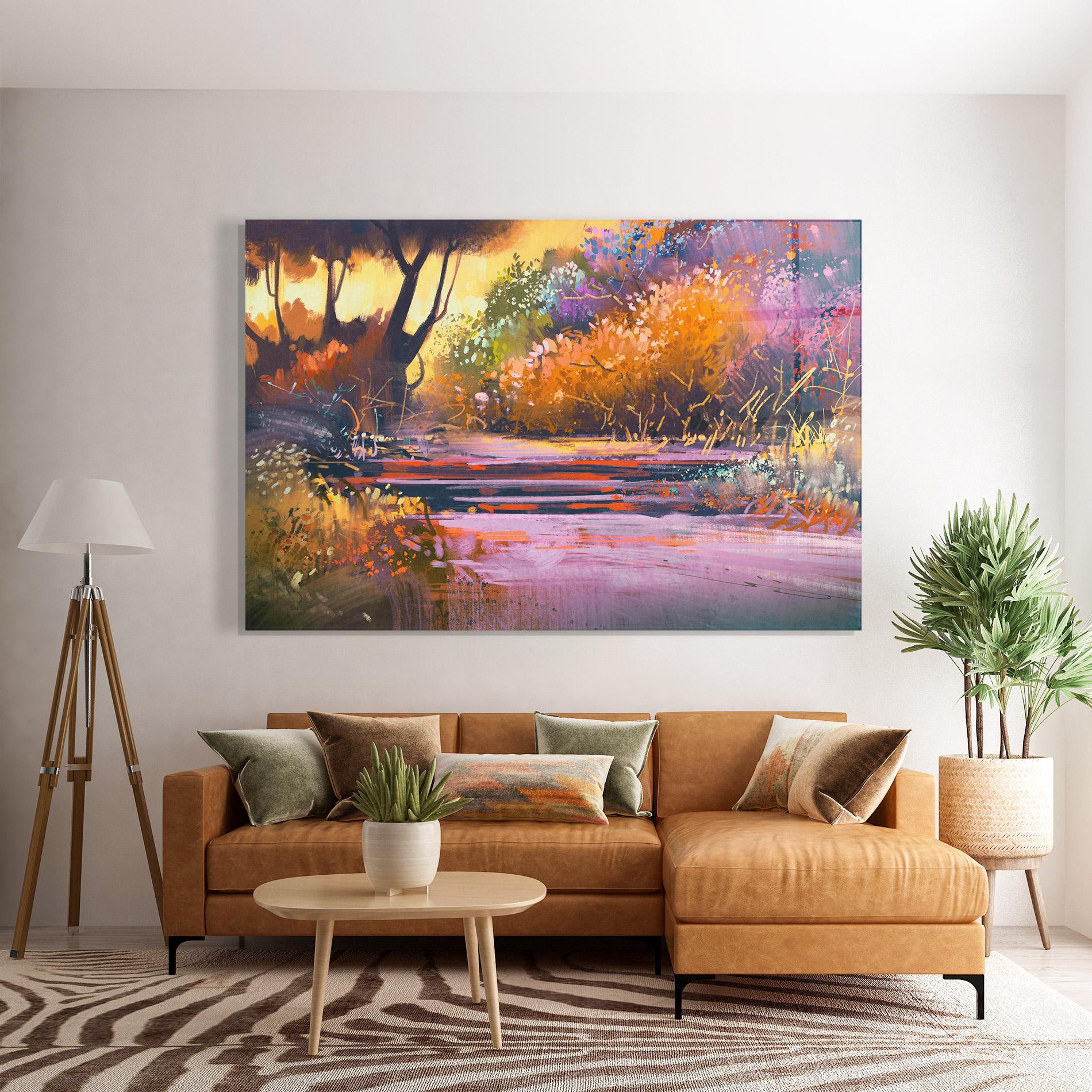 Glasbild Landscape Colorful Trees mockup 7