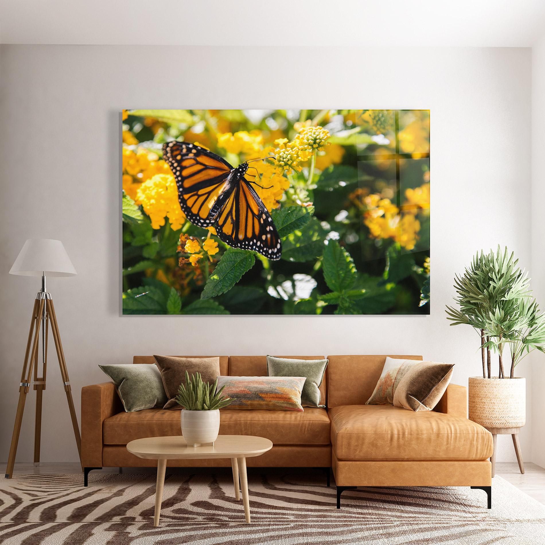 Glasbild Orange Spring Butterfly mockup 7