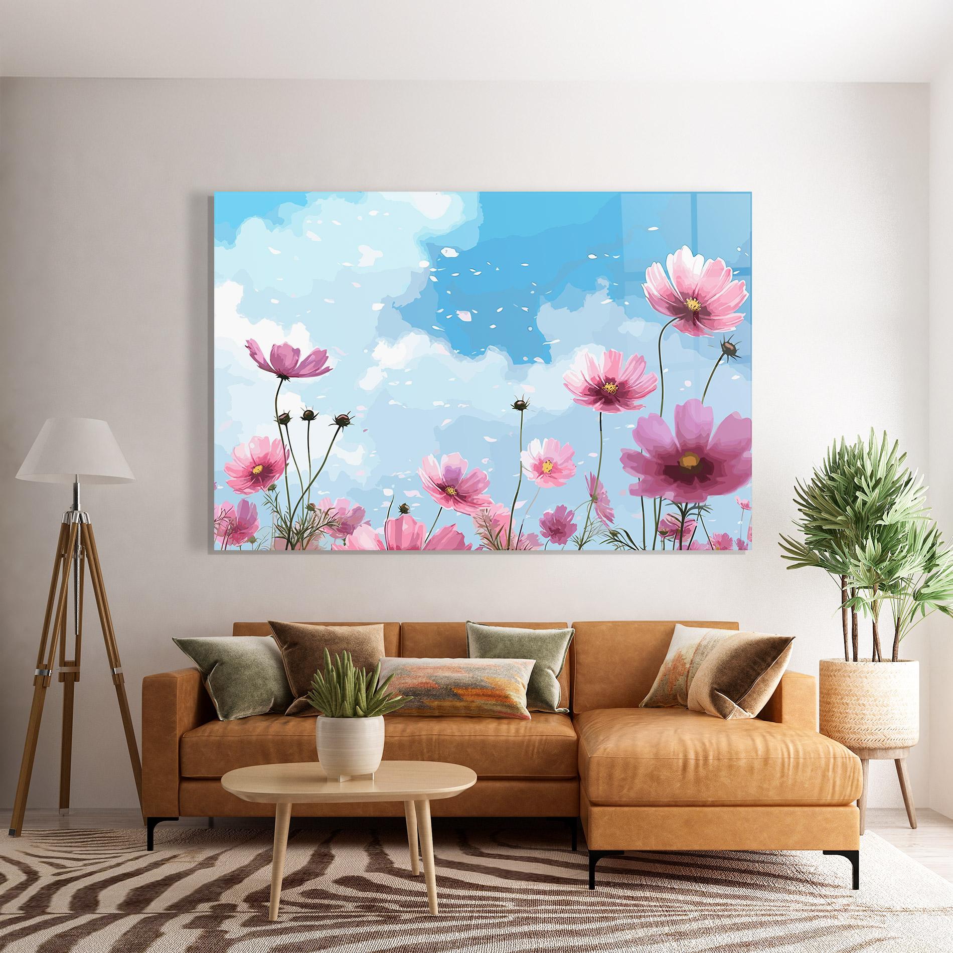 Glasbild Pink Flowers Spring mockup 7