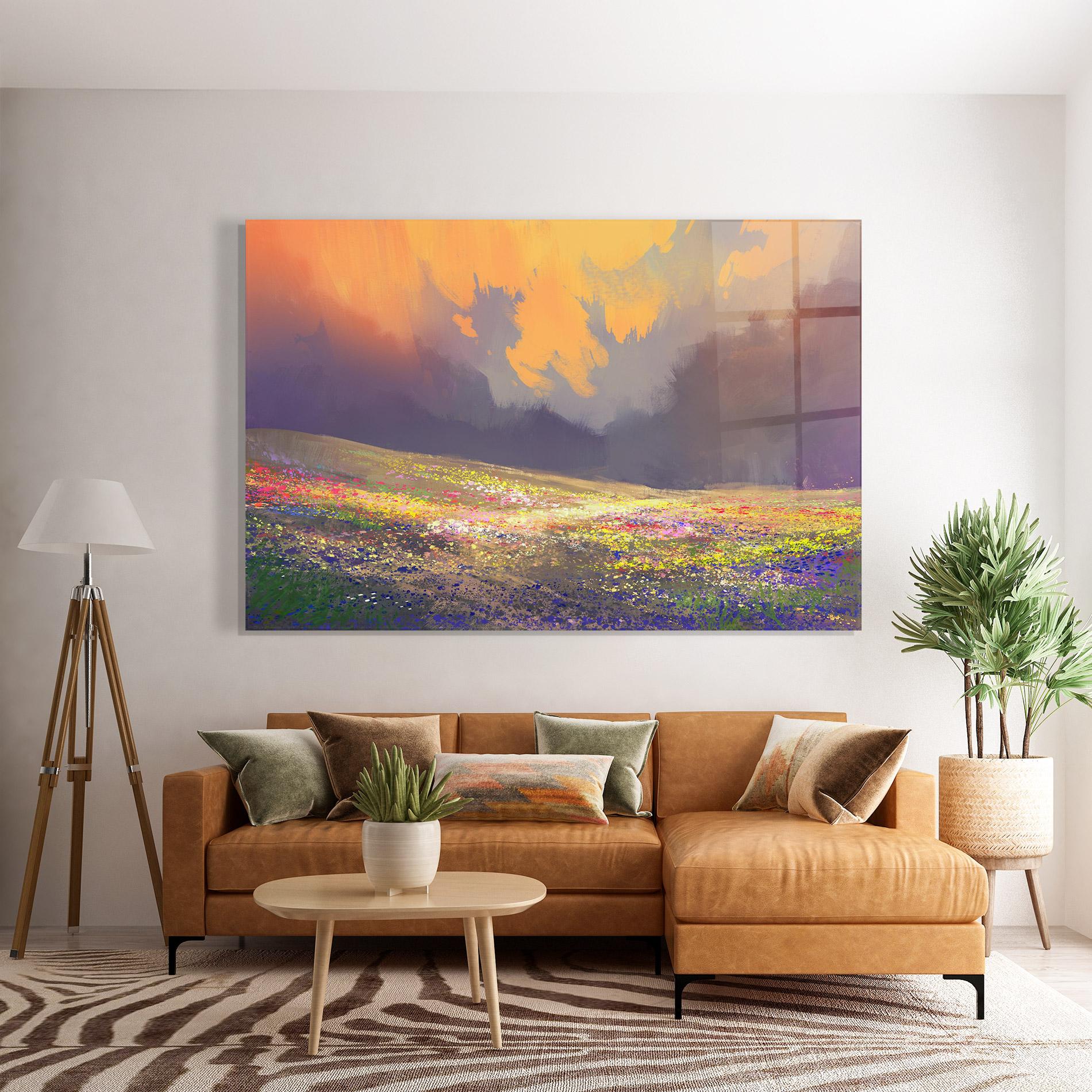 Glasbild Pretty Spring Field mockup 7