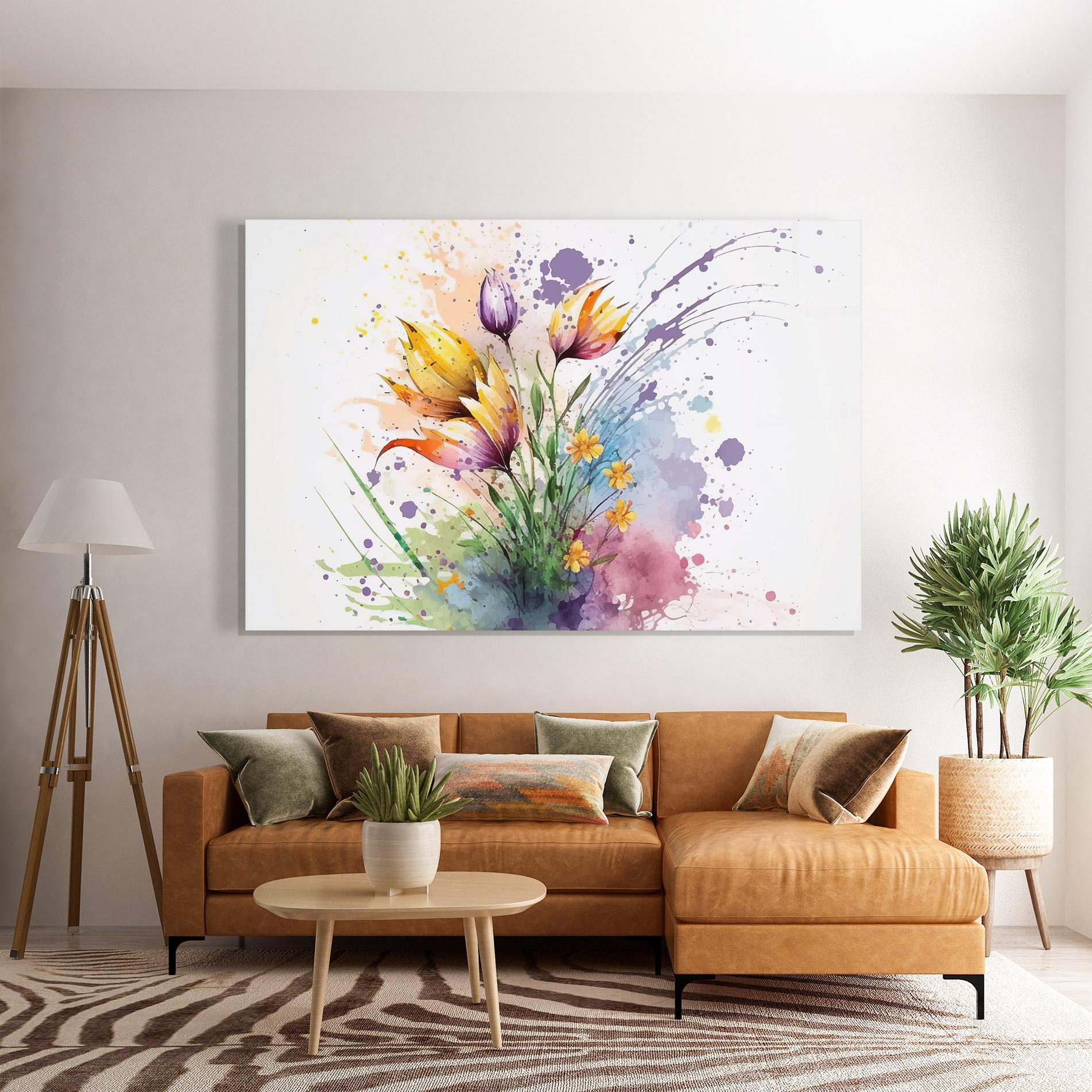 Glasbild Purple Yellow Spring mockup 7