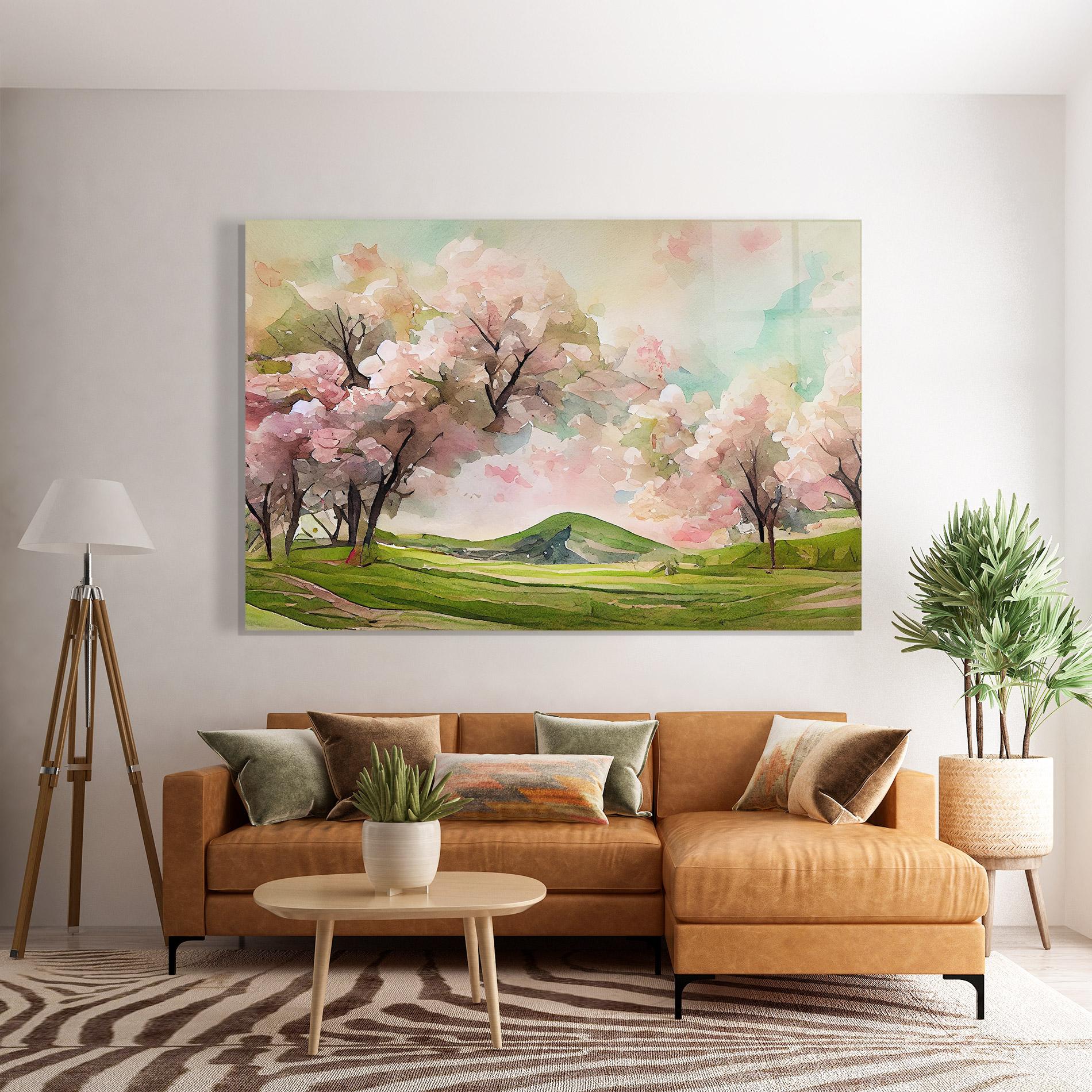 Glasbild Spring Pink Trees mockup 7