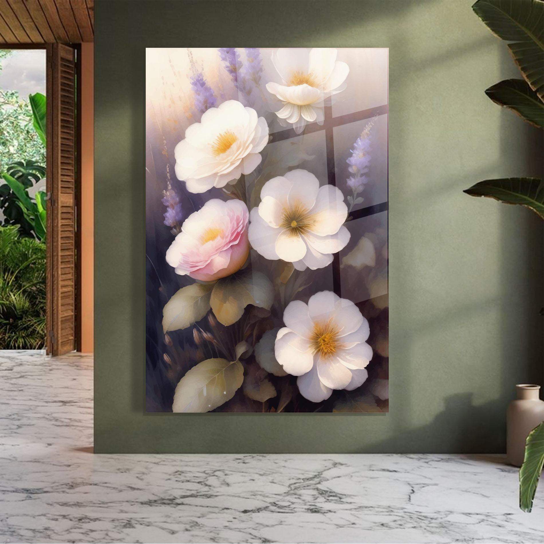 Glasbild Cream Flower Spring mockup 7