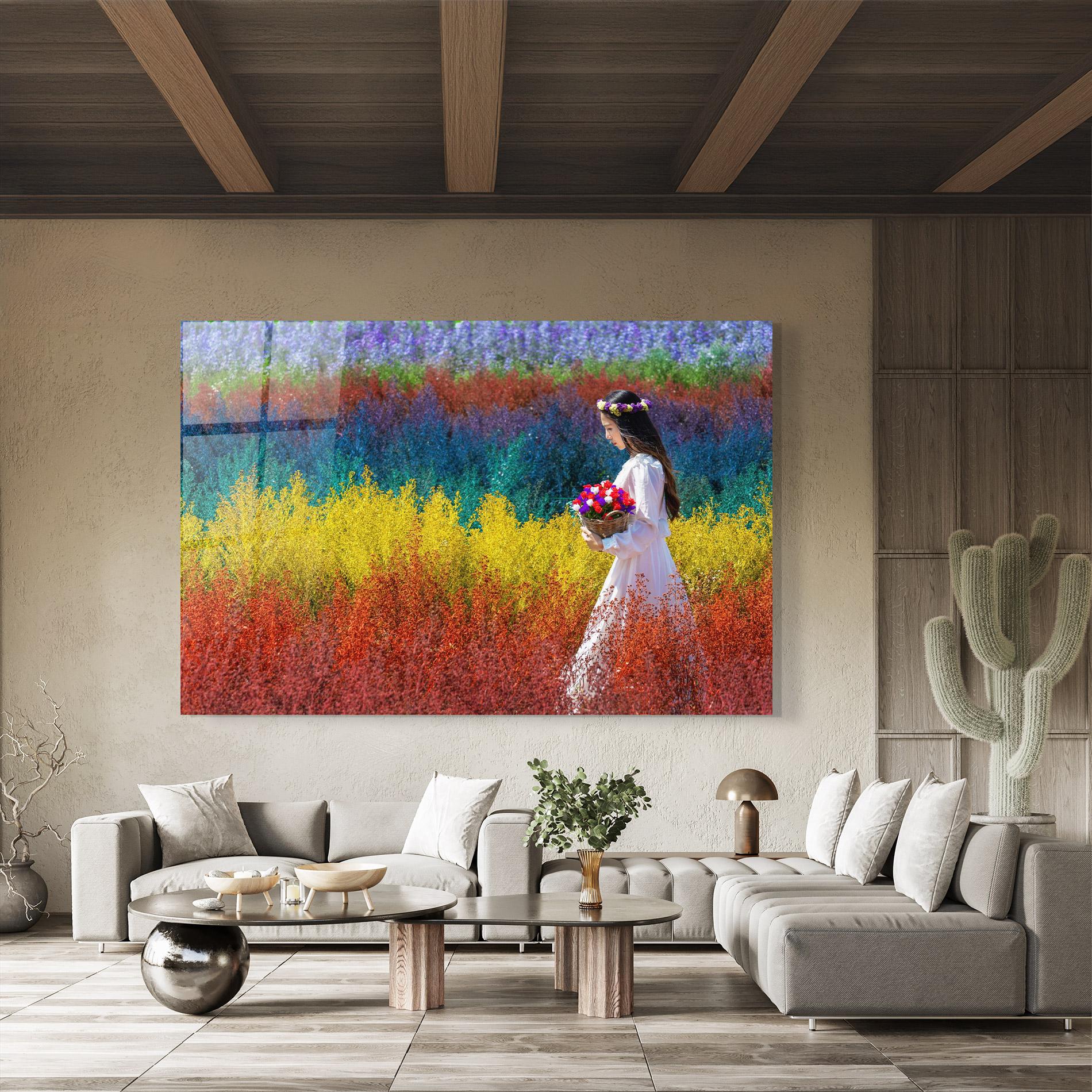 Glasbild Holding Spring Flowers mockup 8