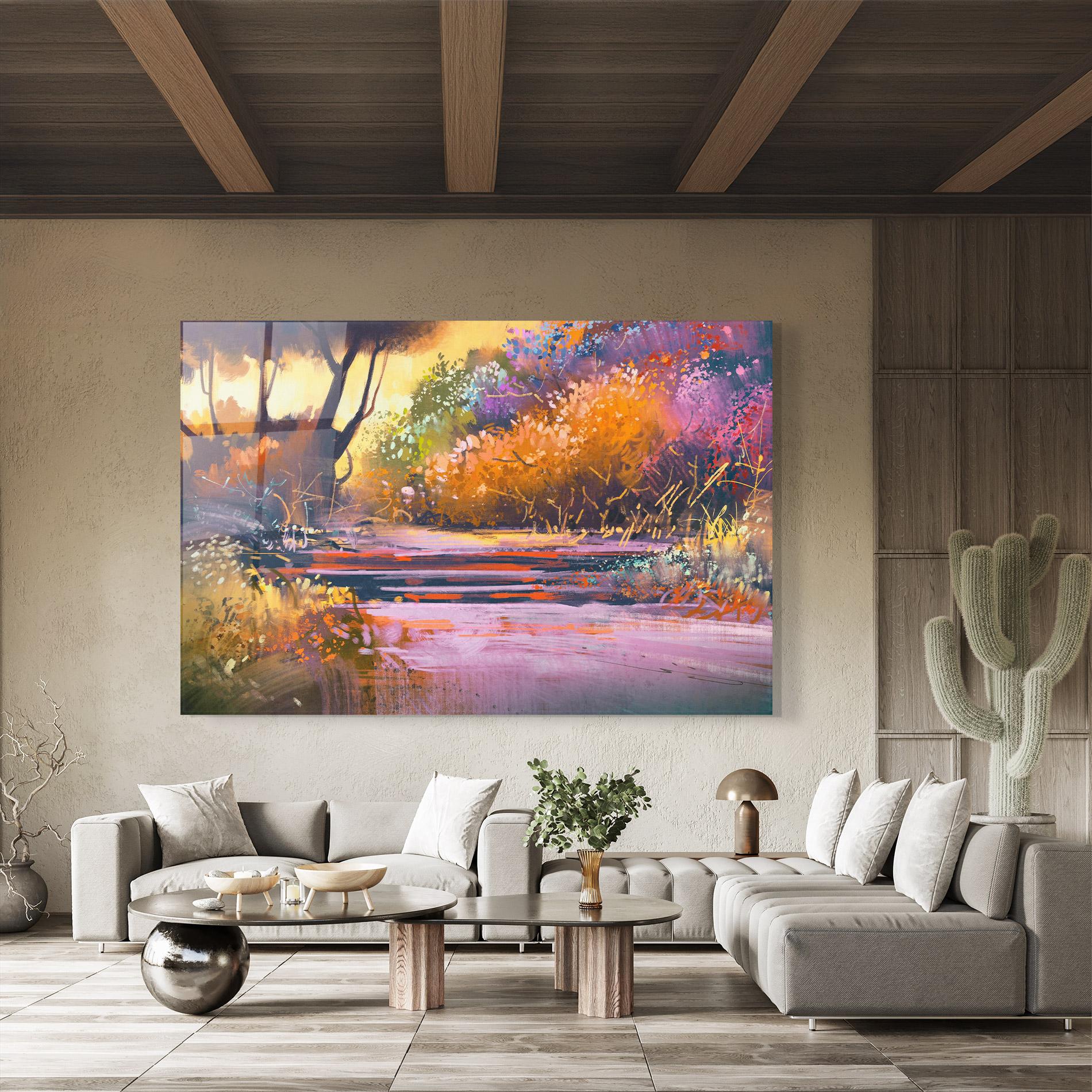 Glasbild Landscape Colorful Trees mockup 8