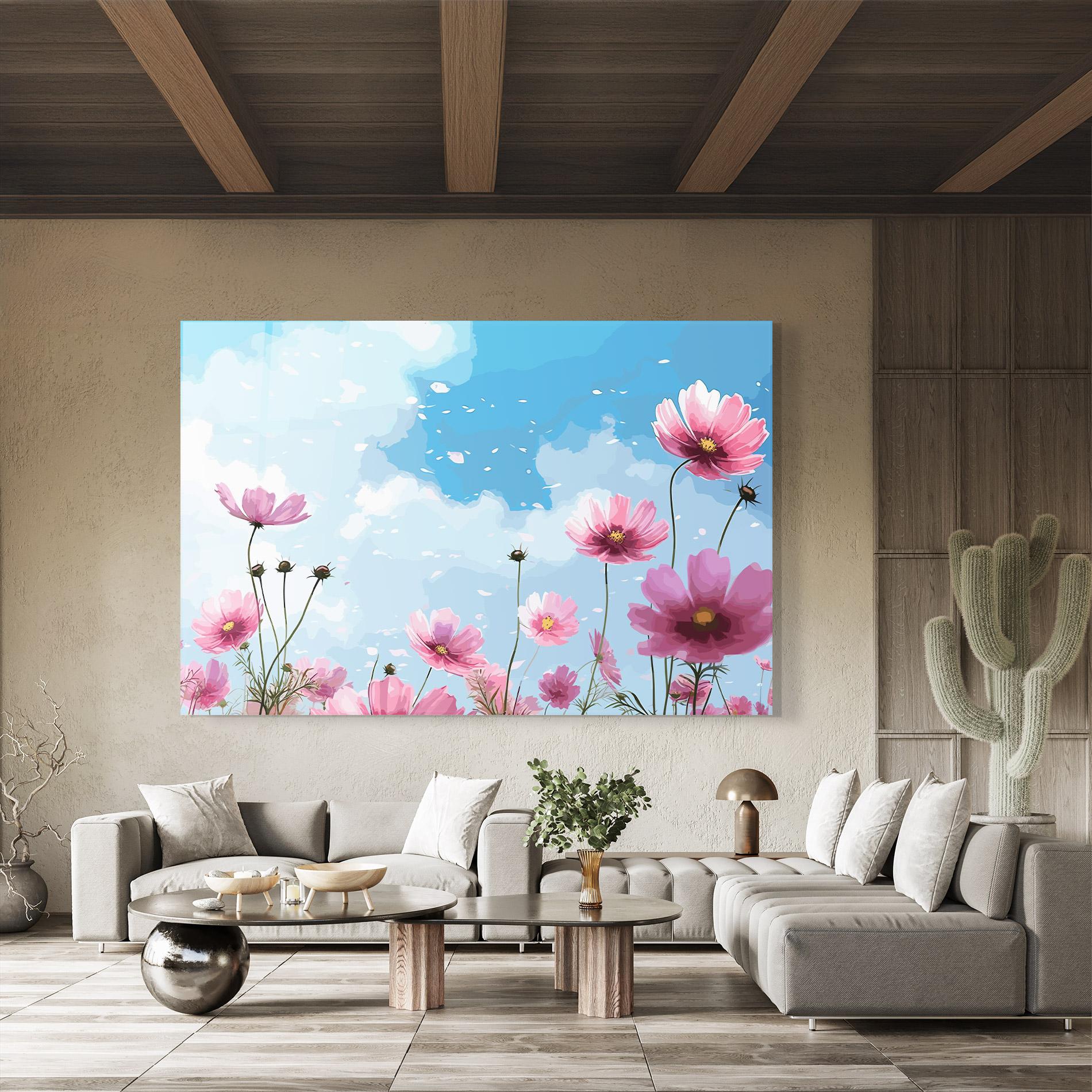 Glasbild Pink Flowers Spring mockup 8