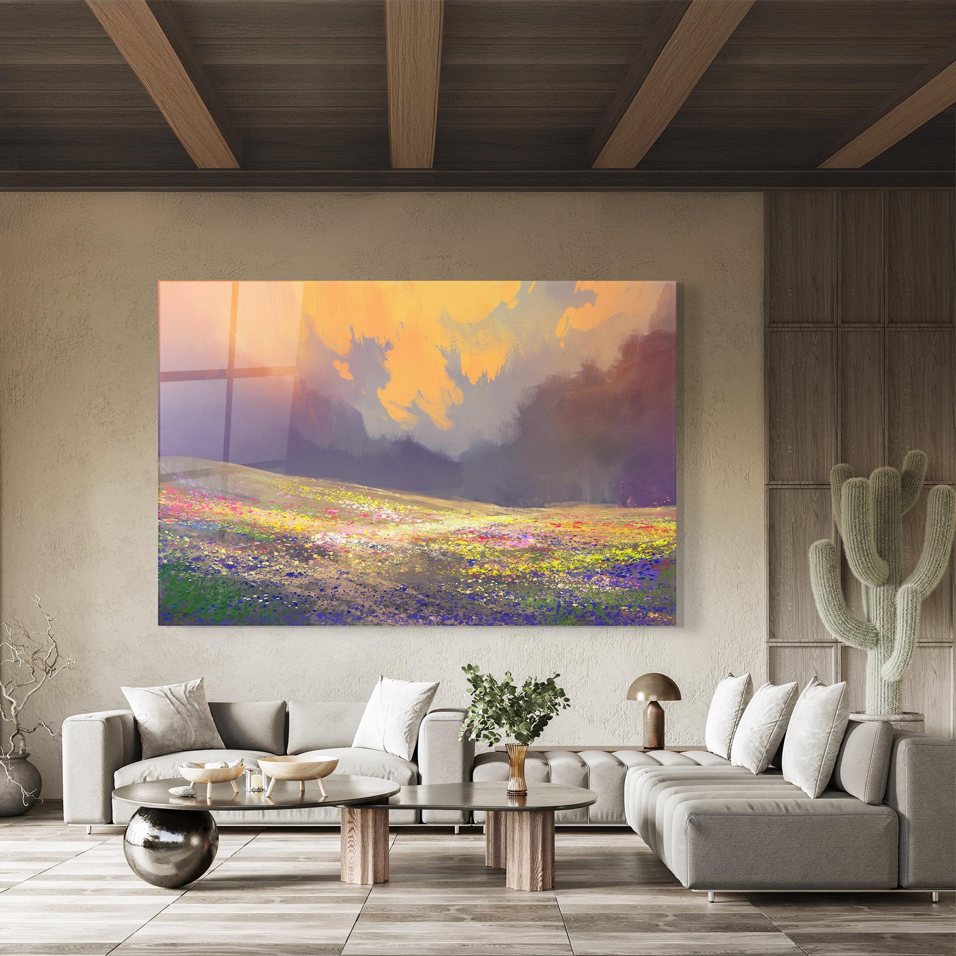 Glasbild Pretty Spring Field mockup 8
