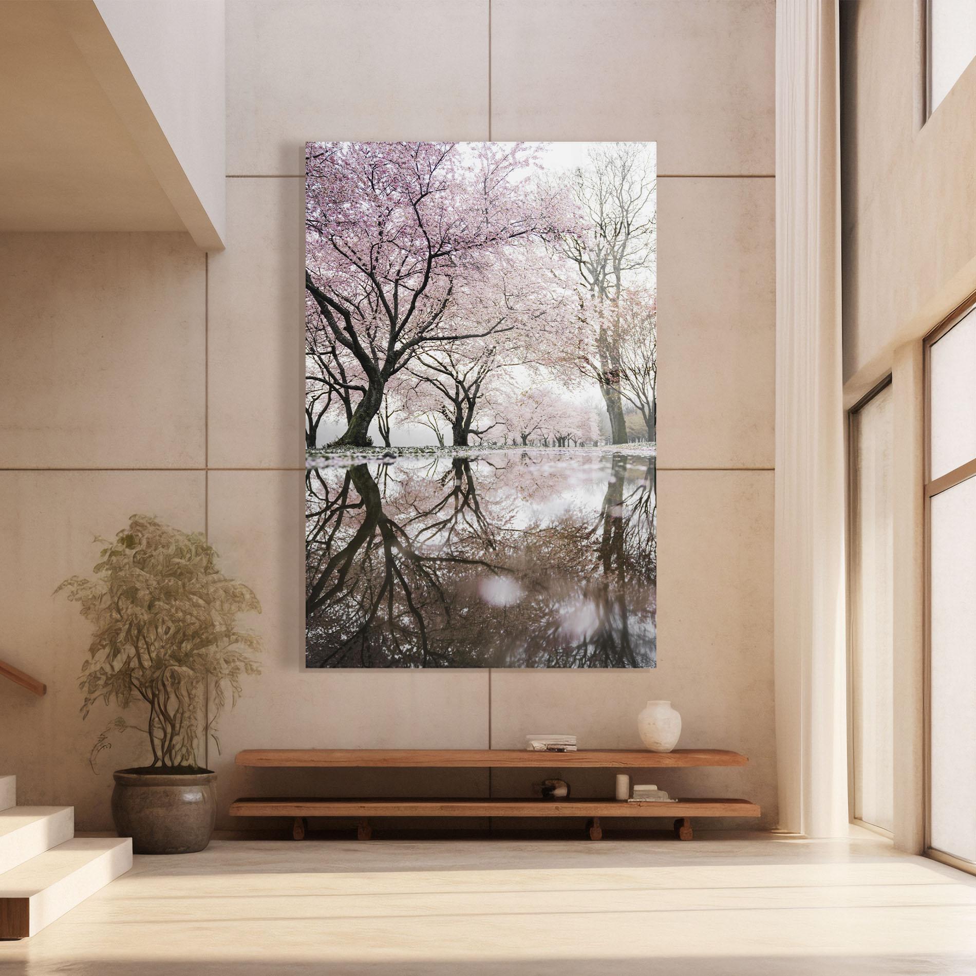 Glasbild Pretty Pink Spring Tree mockup 8