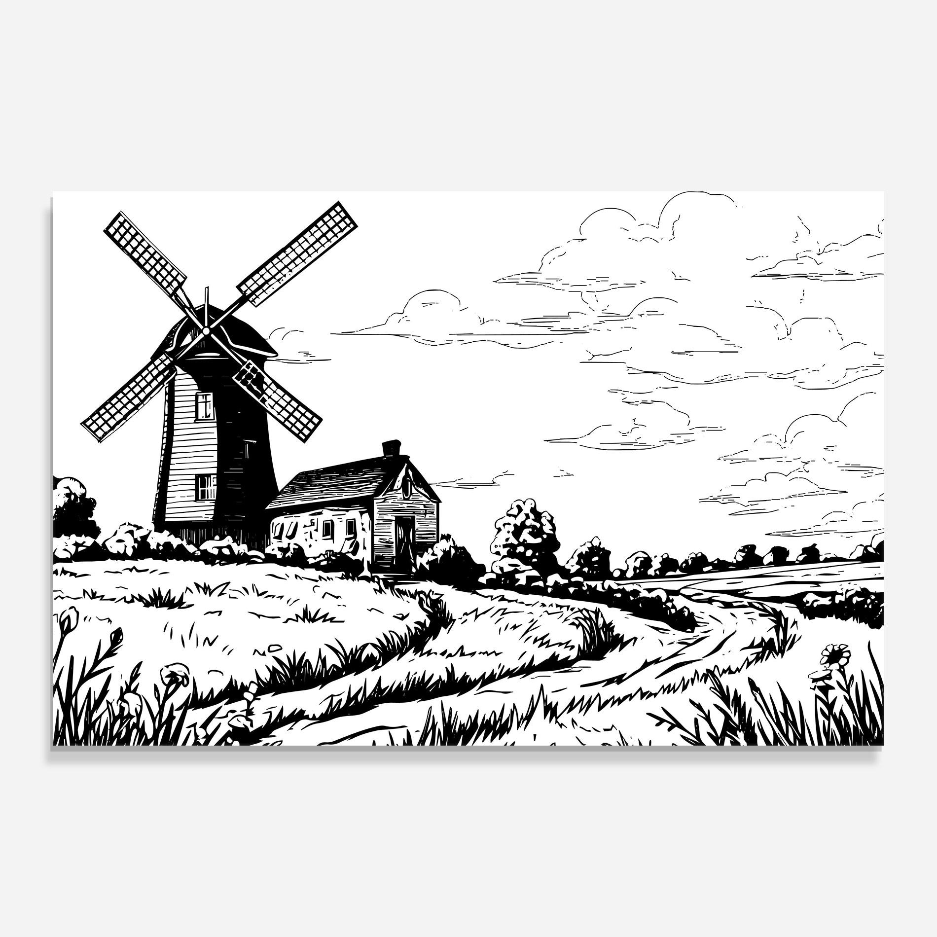 Glasbild Black Line Wheat mockup 0