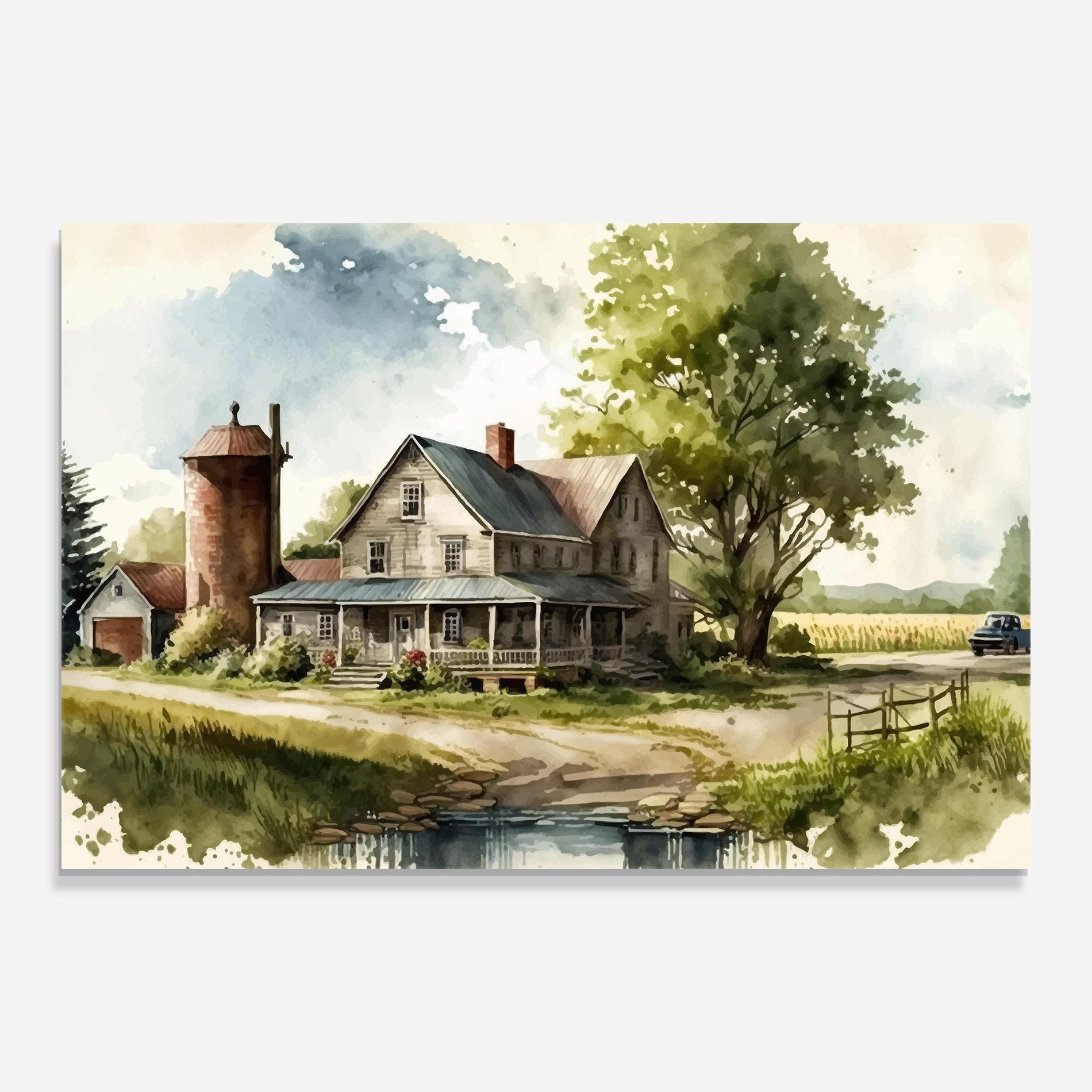 Glasbild Farm Blue Car mockup 0