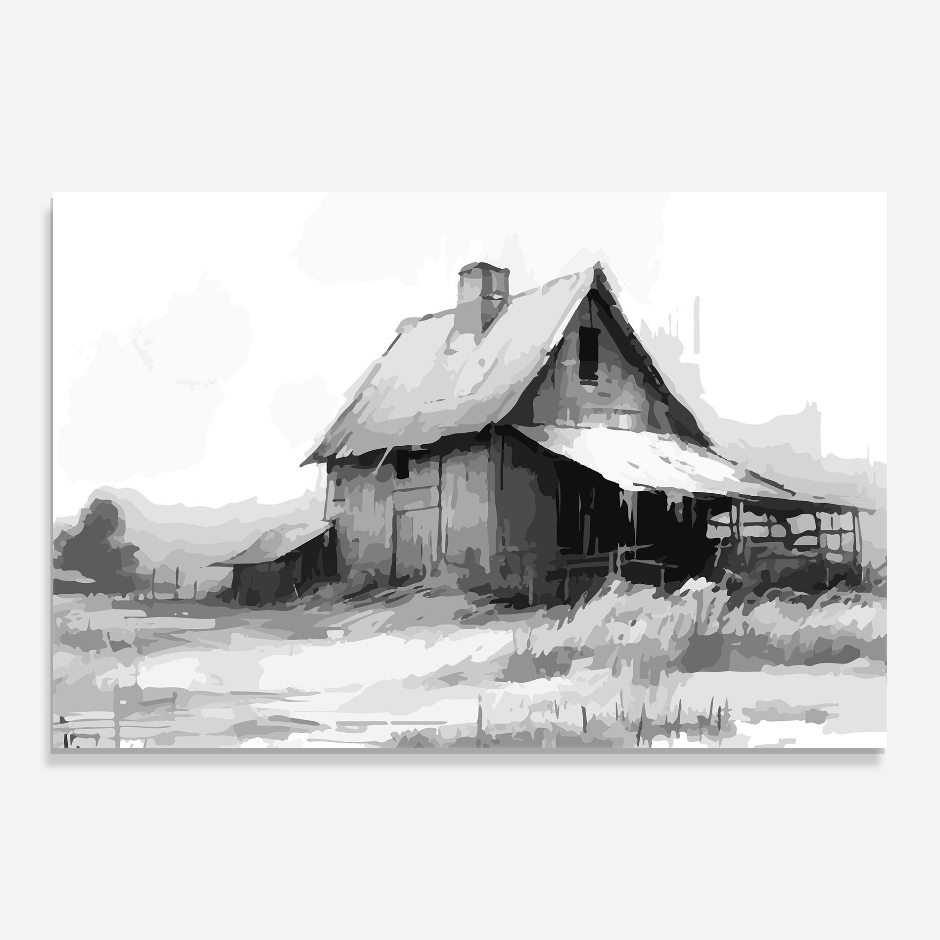 Glasbild Grey Ink House mockup 0