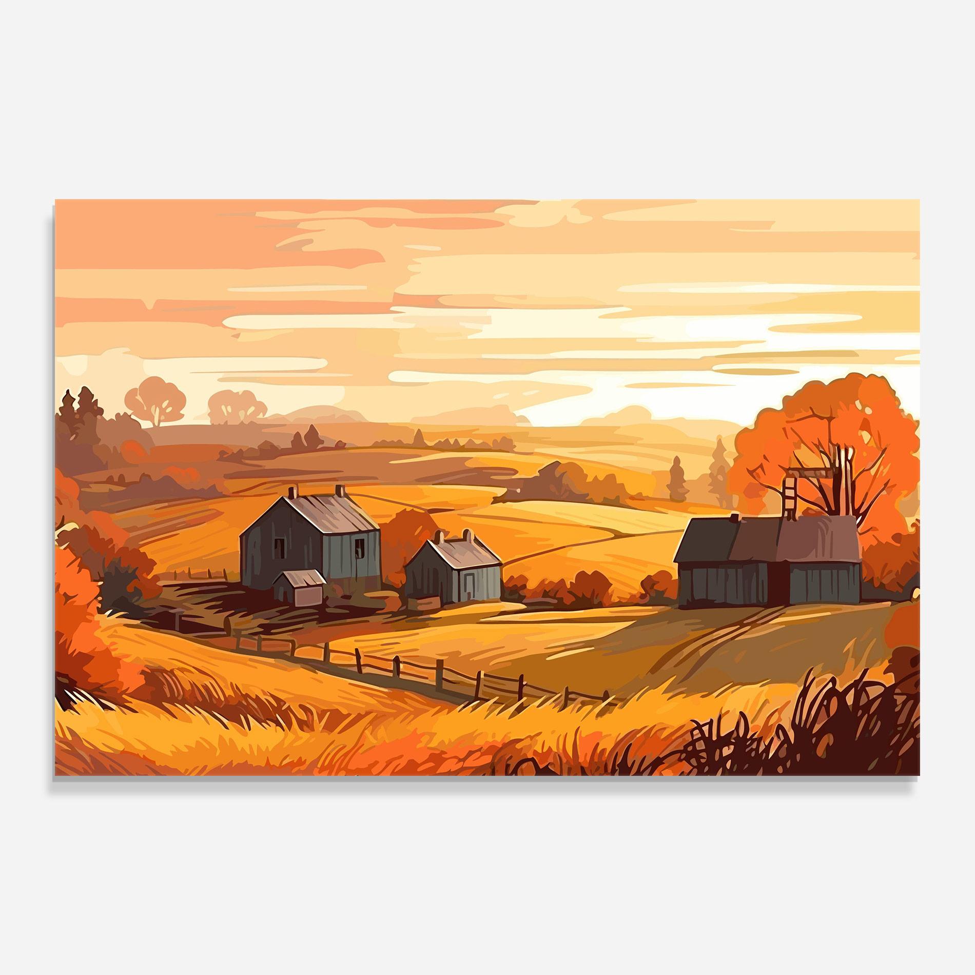 Glasbild Orange Countryside mockup 0