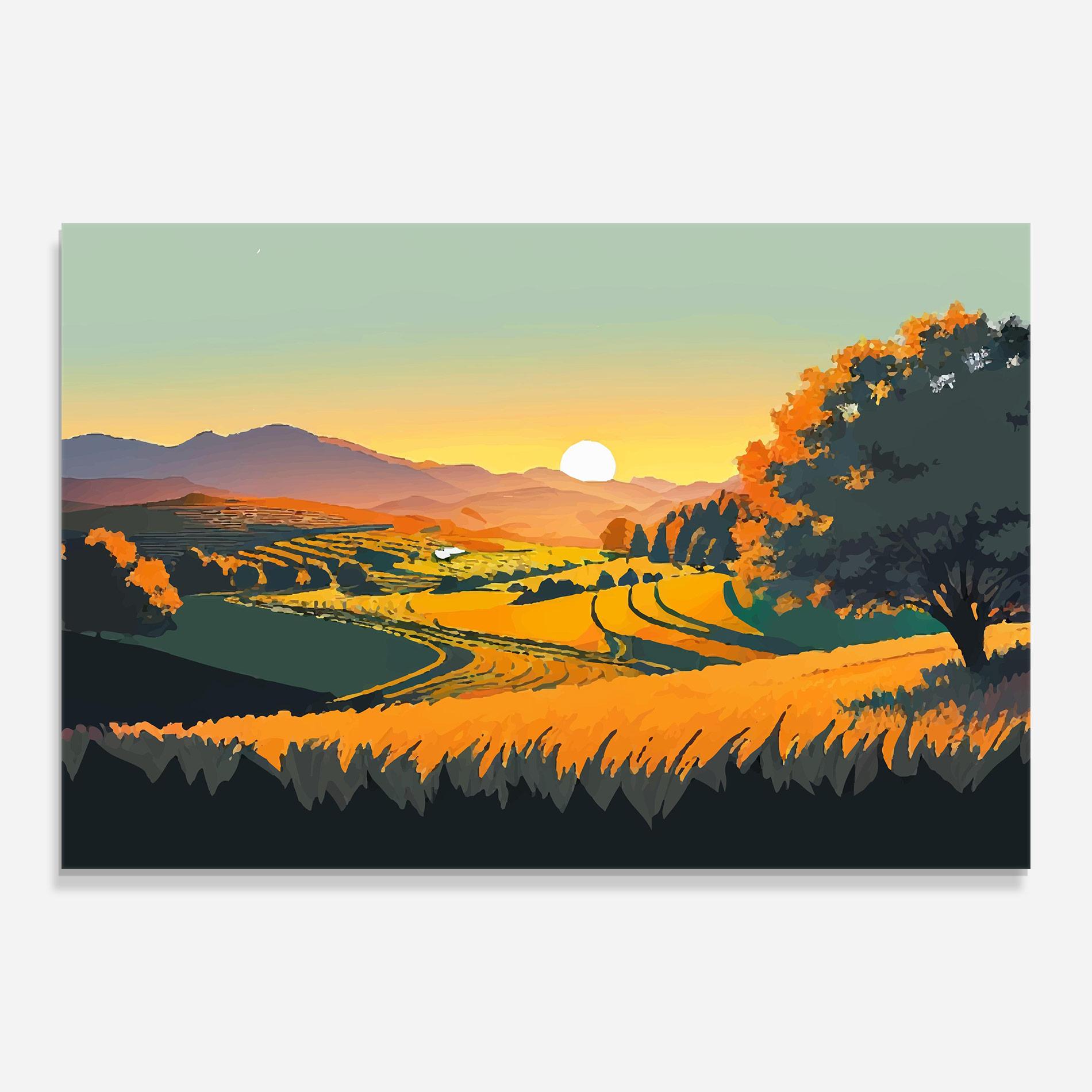 Glasbild Rural Sunset Field mockup 0