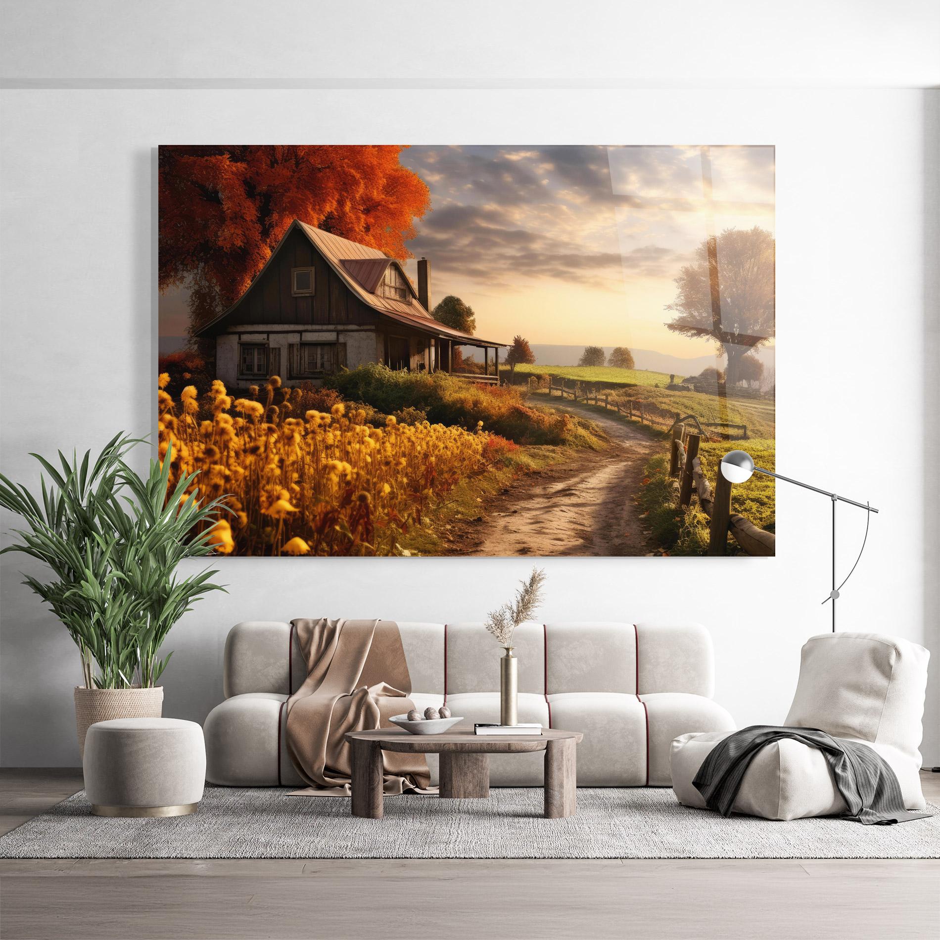Glasbild Autumn Farm House mockup 9
