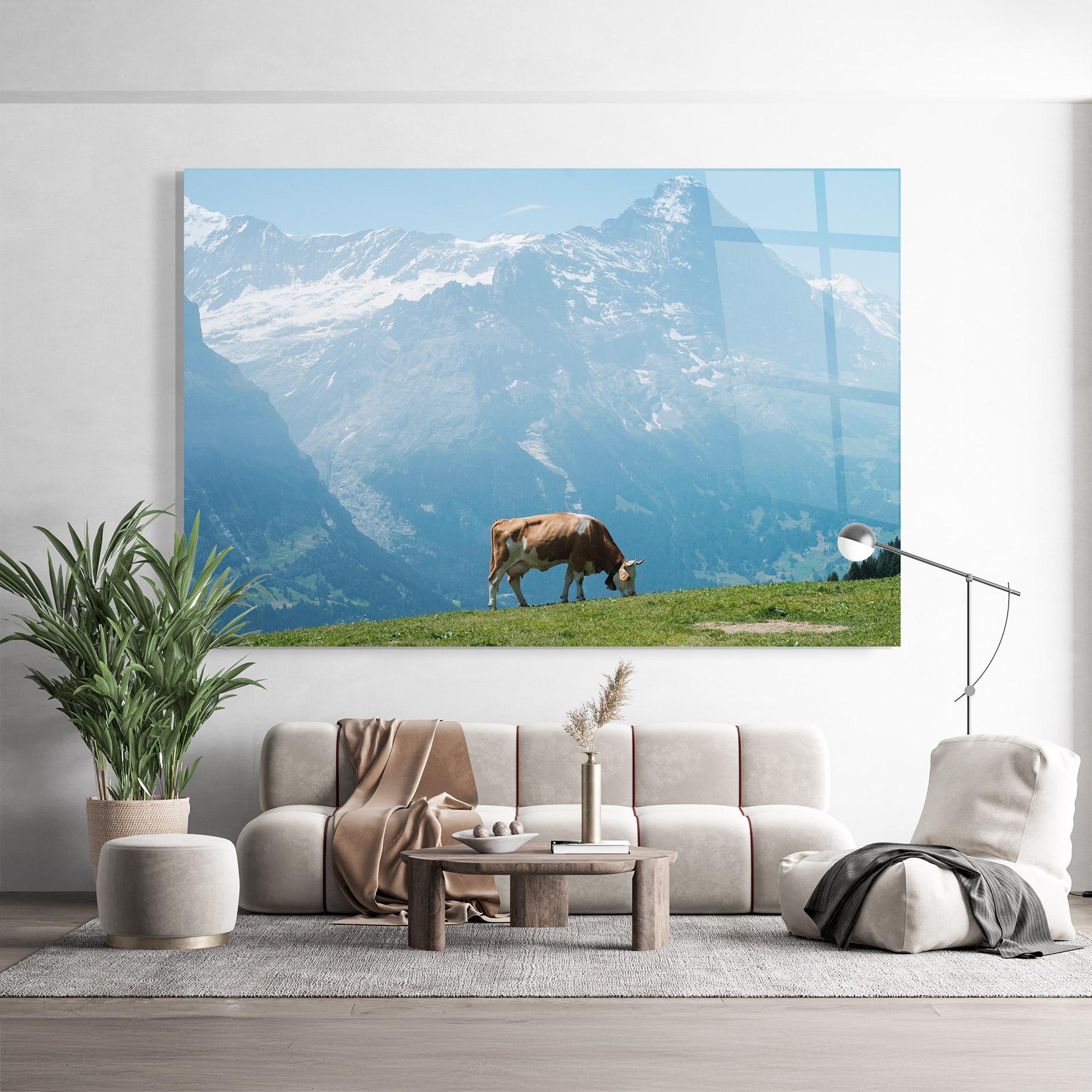 Glasbild Cow Mountain mockup 9