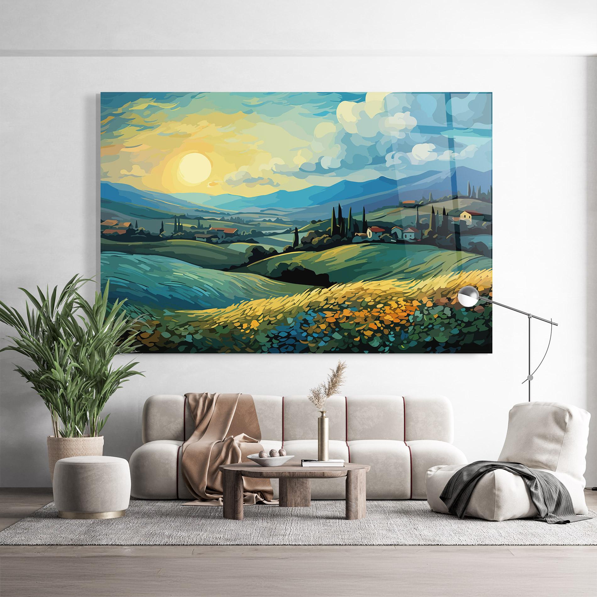 Glasbild Fantasy Blue View mockup 9