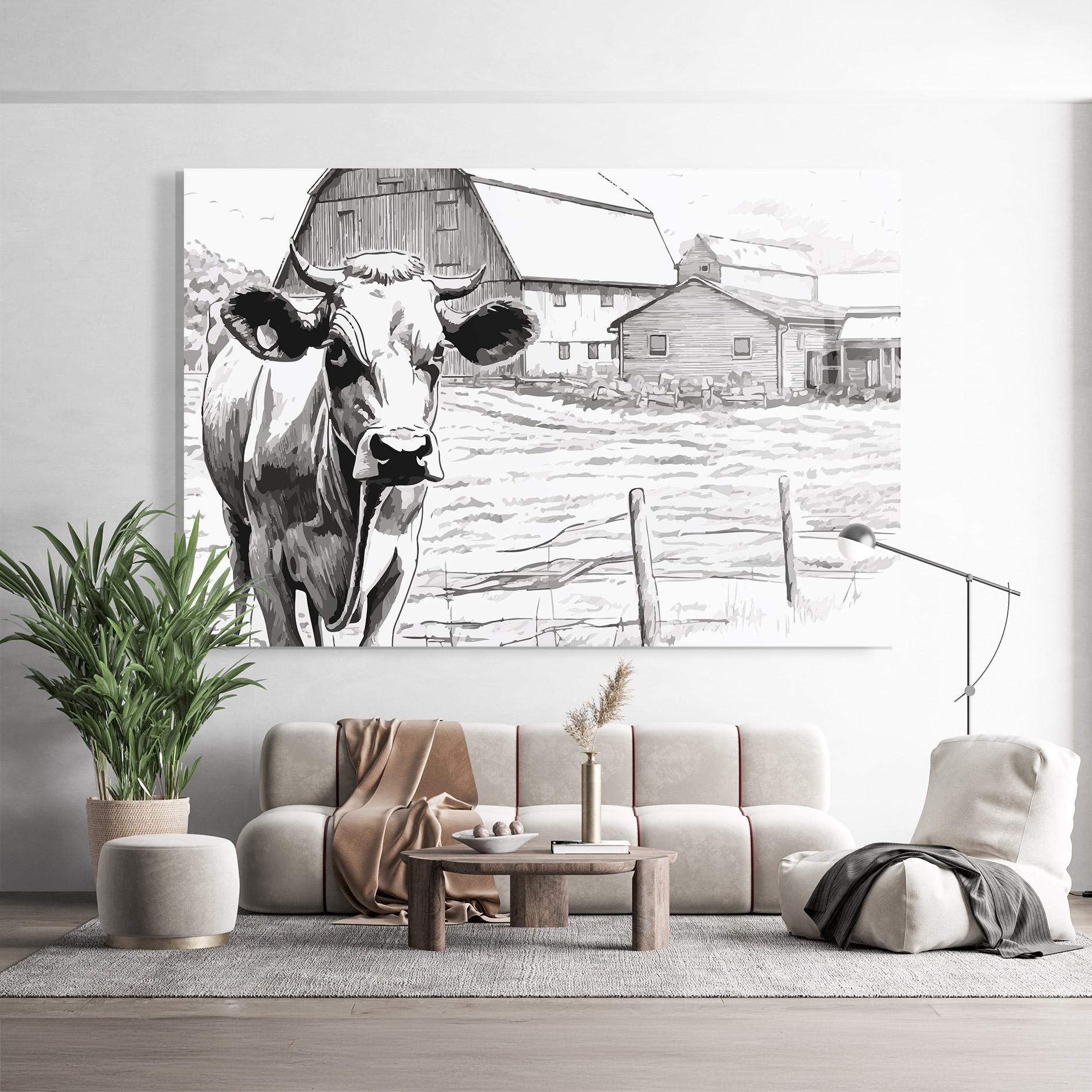 Glasbild Farm Cow mockup 9