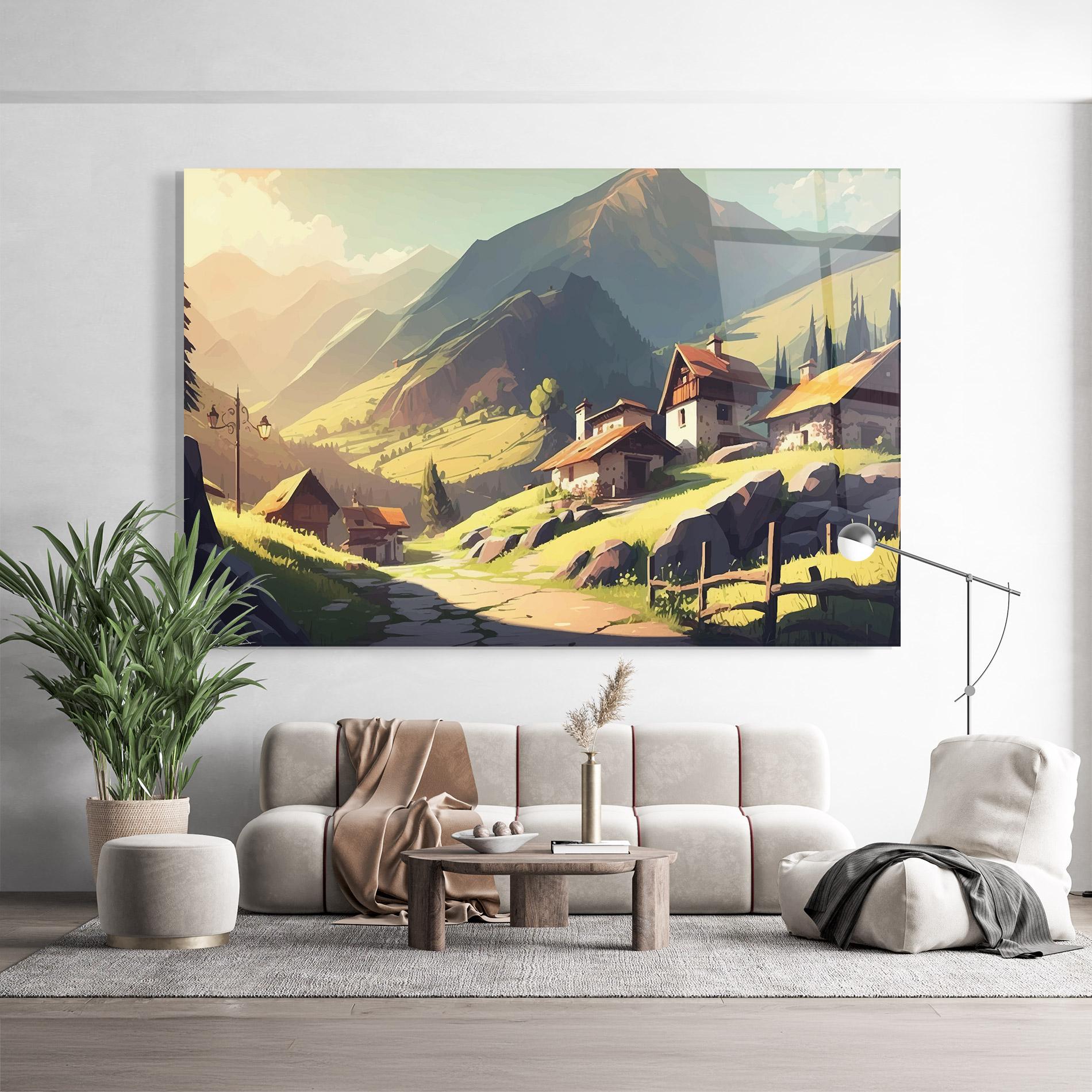 Glasbild Grassy Mountain View mockup 9