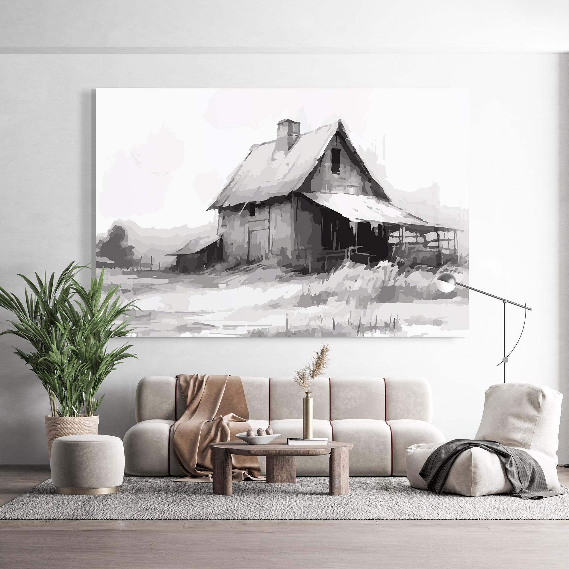 Glasbild Grey Ink House mockup 9