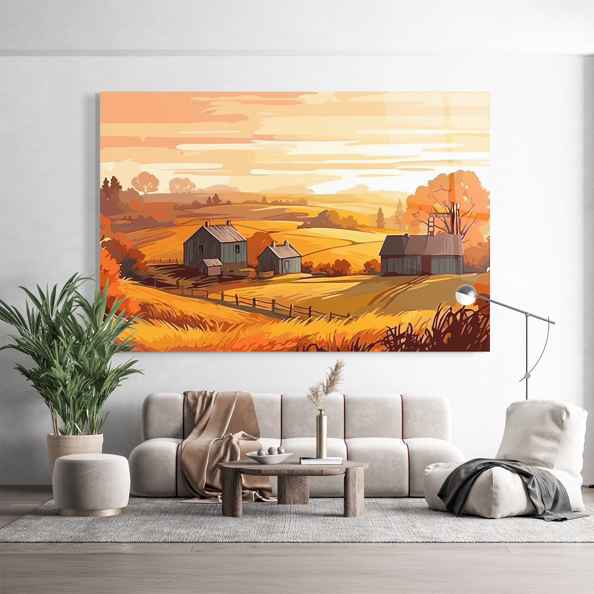 Glasbild Orange Countryside mockup 9