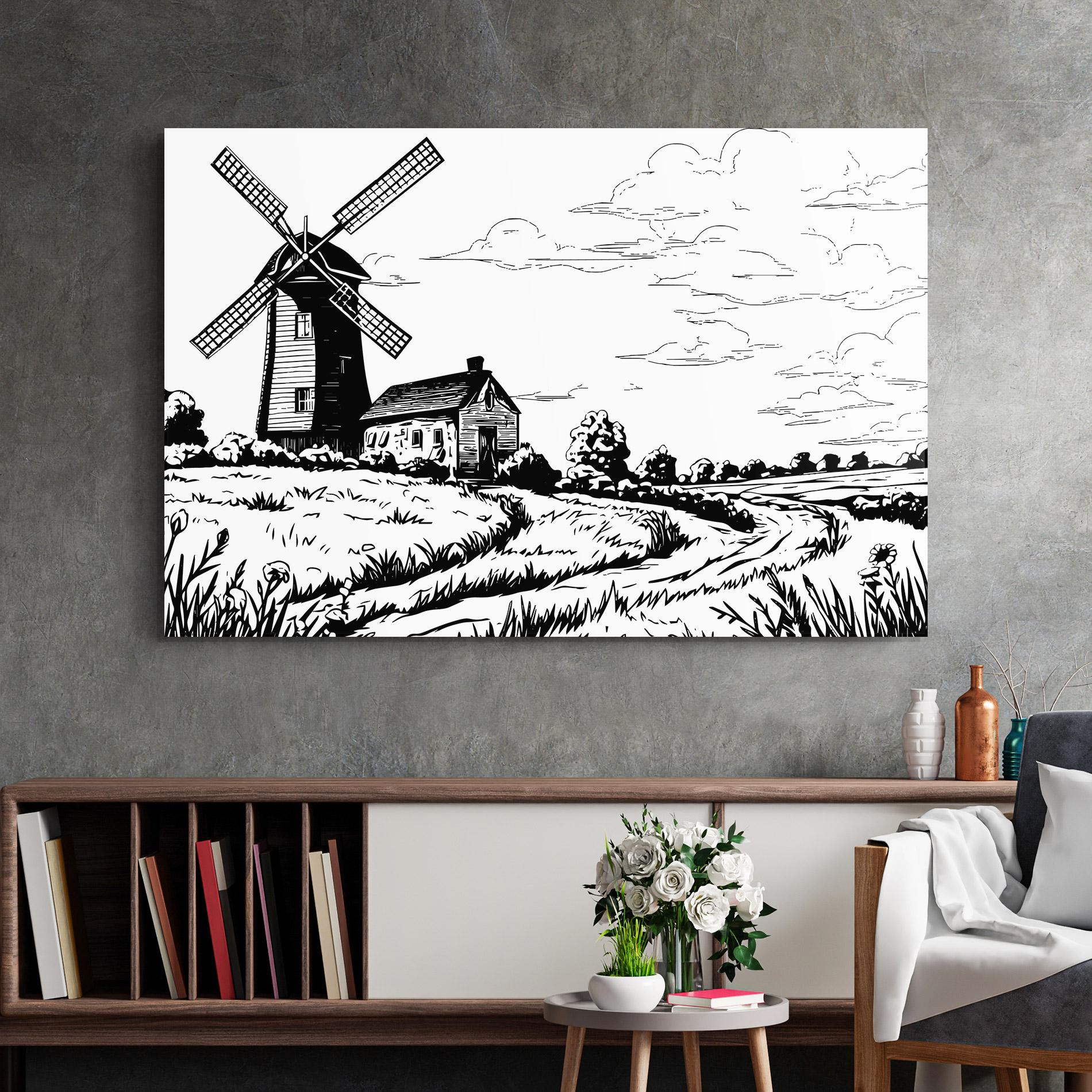 Glasbild Black Line Wheat mockup 2