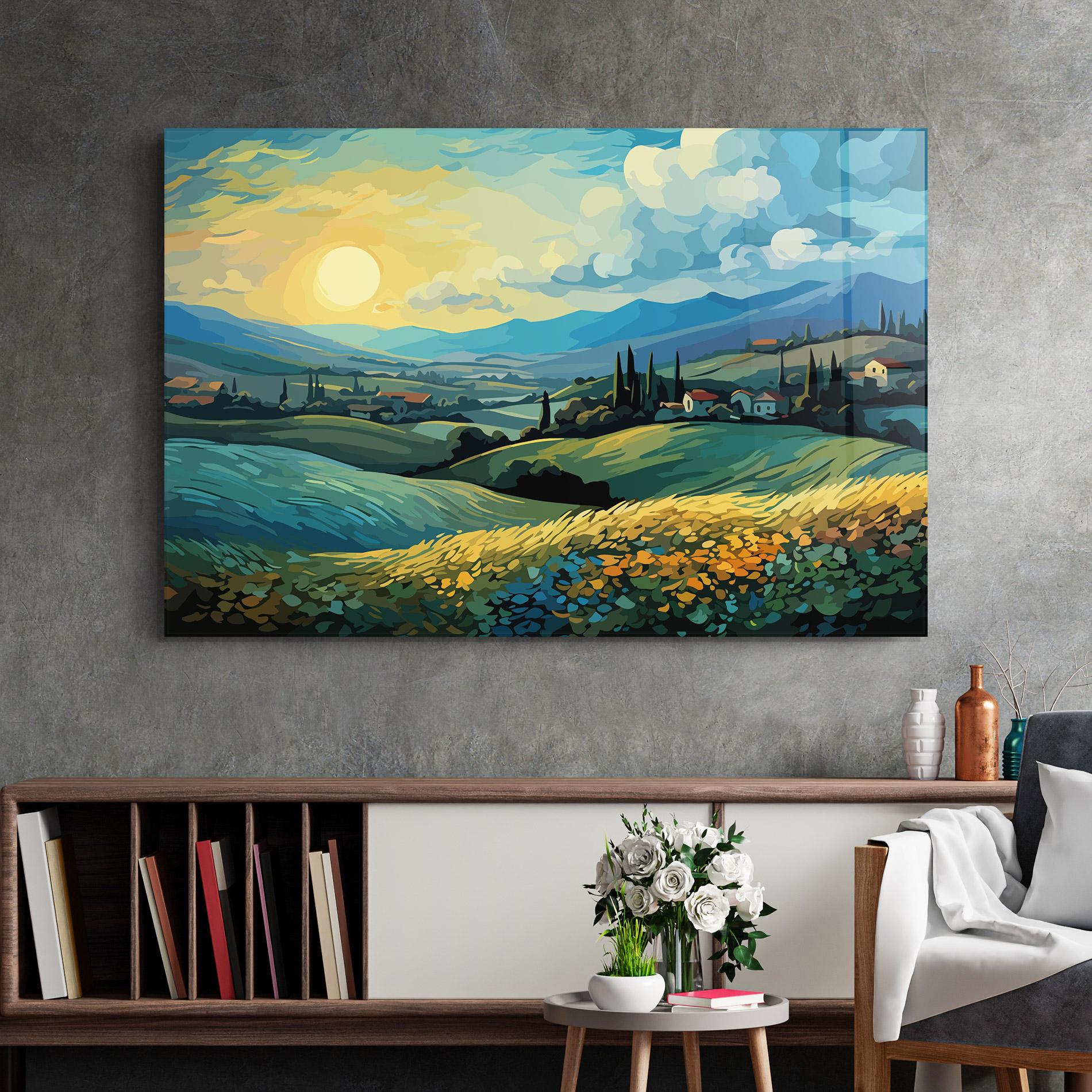 Glasbild Fantasy Blue View mockup 2