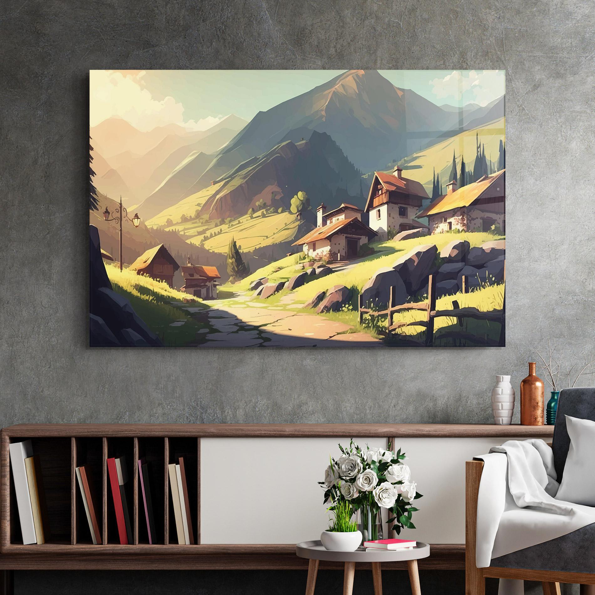 Glasbild Grassy Mountain View mockup 2