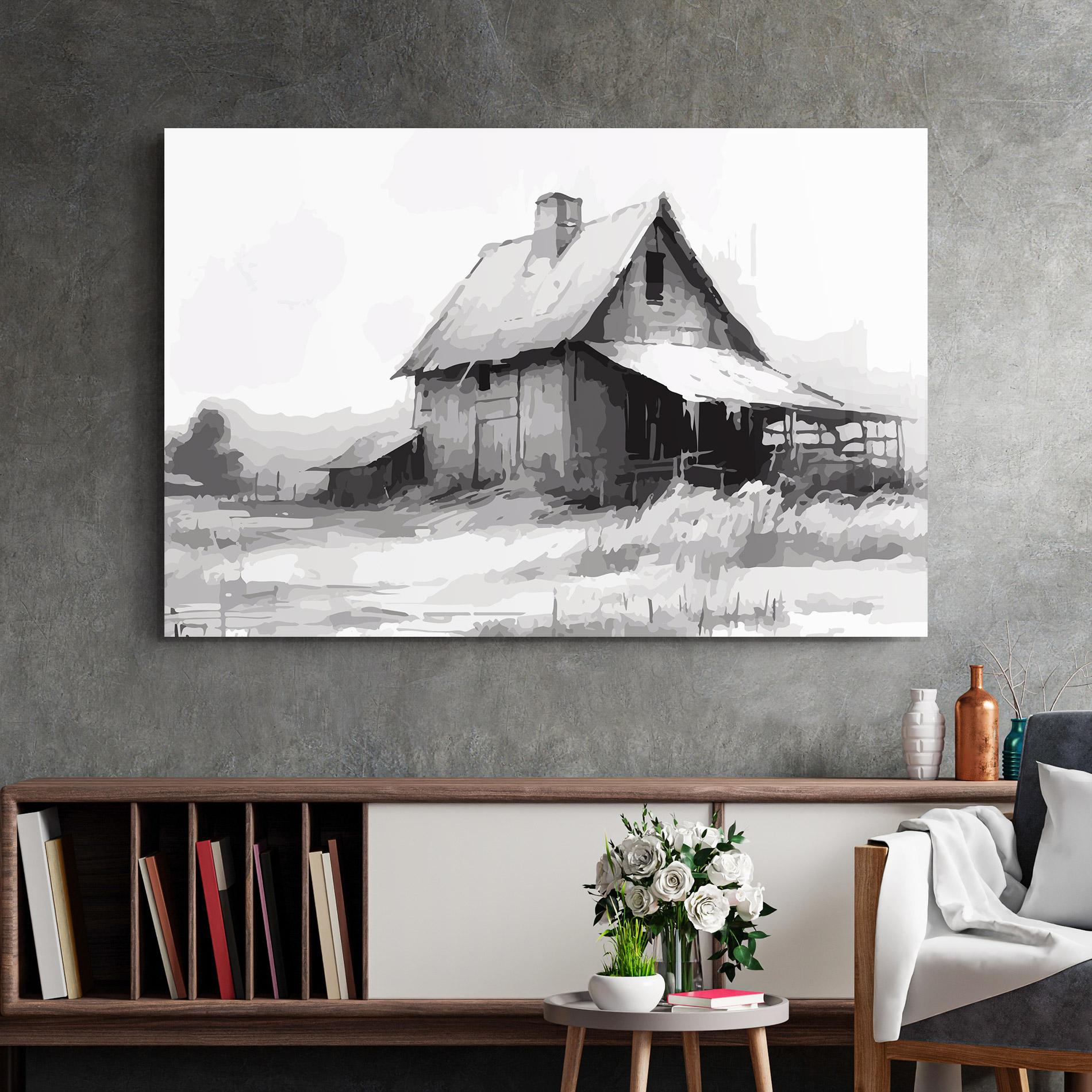 Glasbild Grey Ink House mockup 2