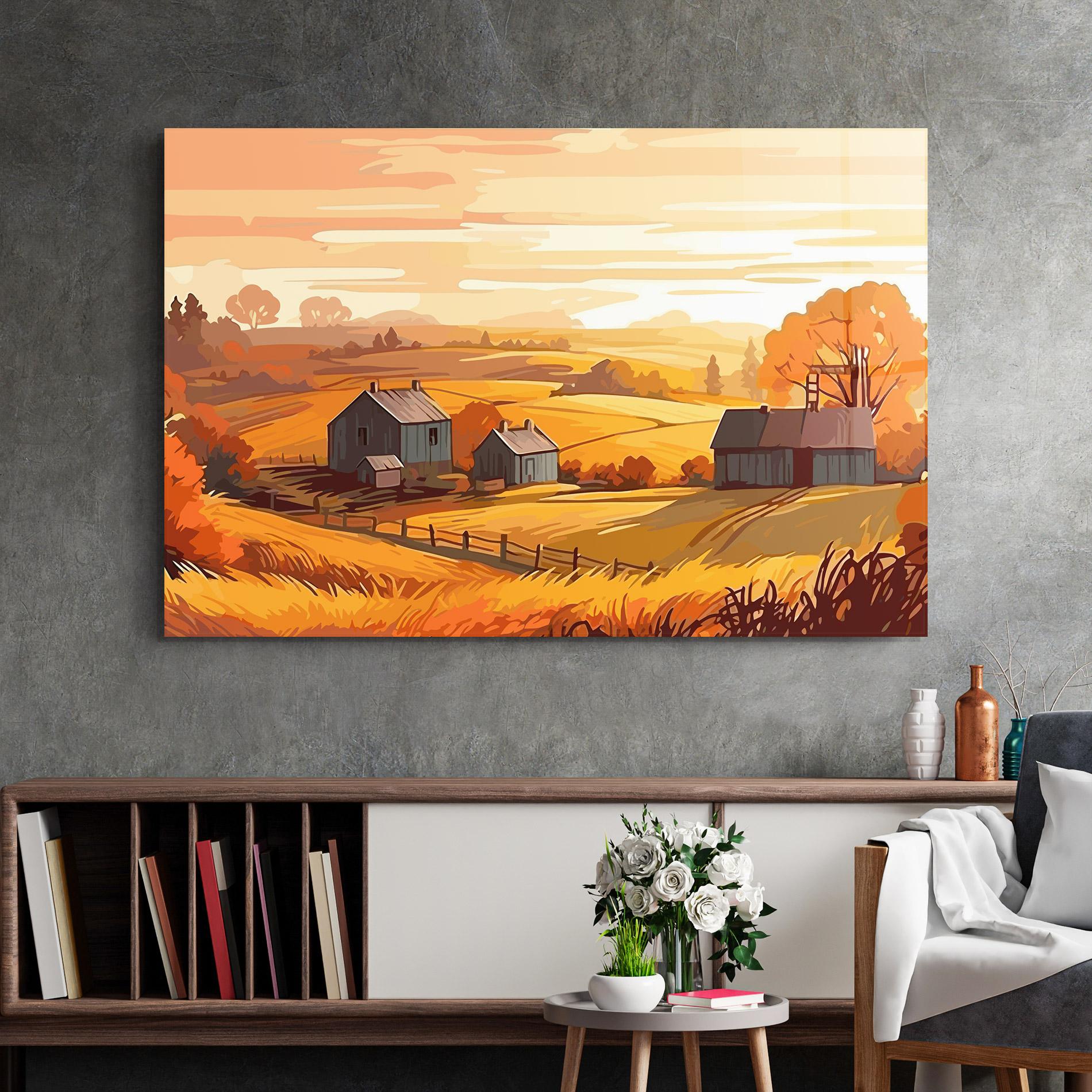 Glasbild Orange Countryside mockup 2