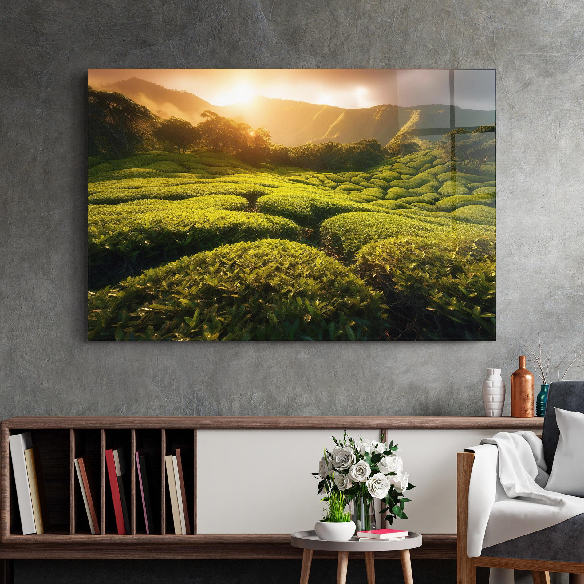Glasbild Tea Fields mockup 2